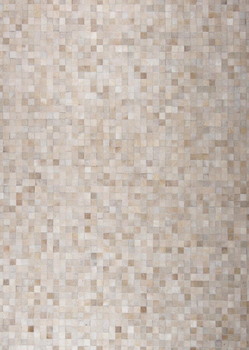 Natural Cowhide Leather Patchwork Tile Area Rug