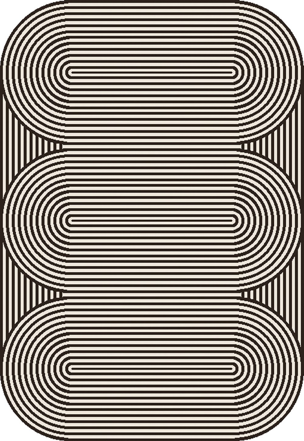 Black & Ivory Geometric Indoor/Outdoor Rug with Organic Live Edge.