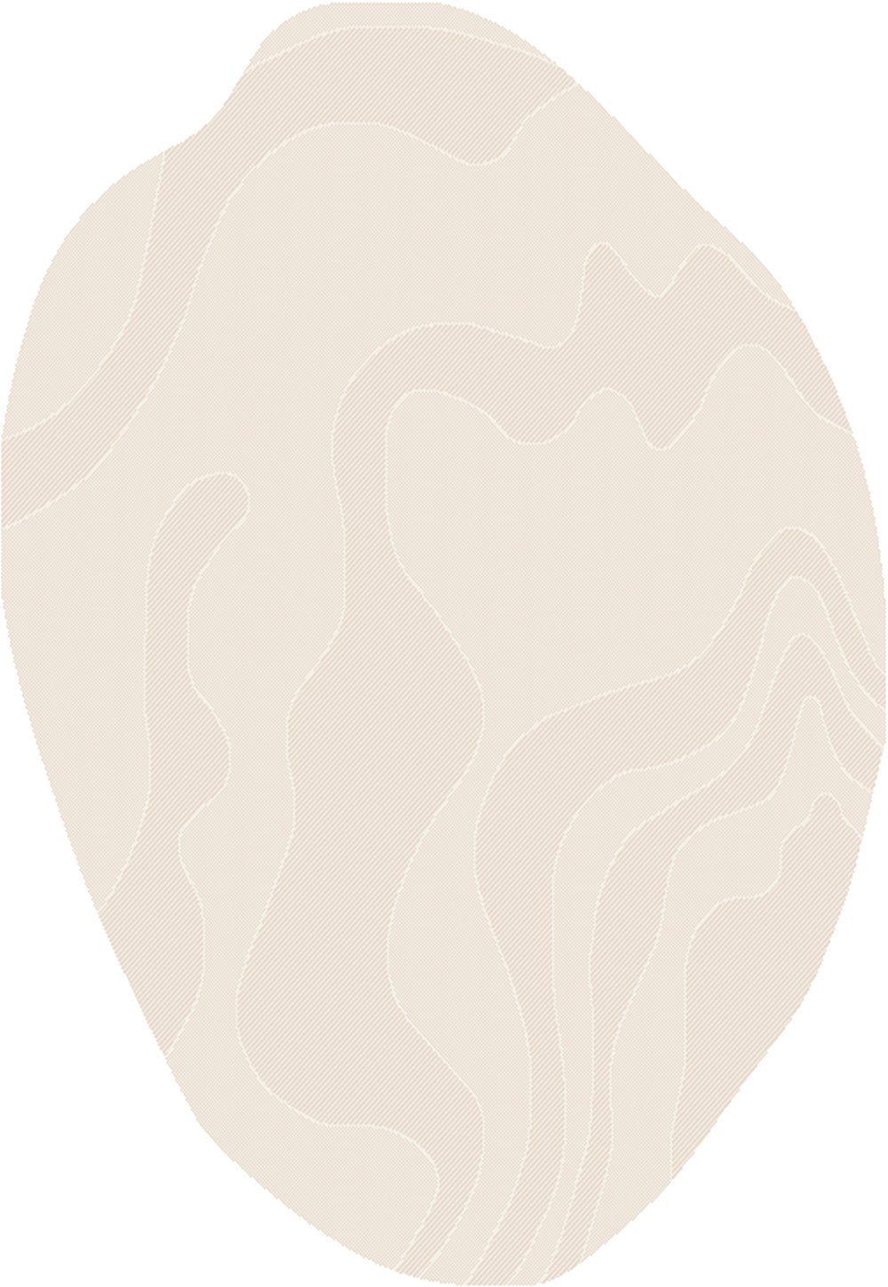 Ivory Indoor/Outdoor Rug with Organic Irregular Shape and Warm Mocha Accents.