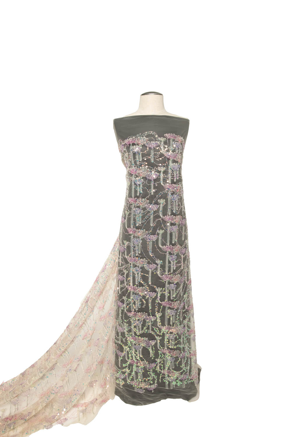 Ribbon Tulle Lace Fabric Embroidered with Sequins and Incredibly Soft & Gentle Floral Design 52" Wide | Exquisite Fabric