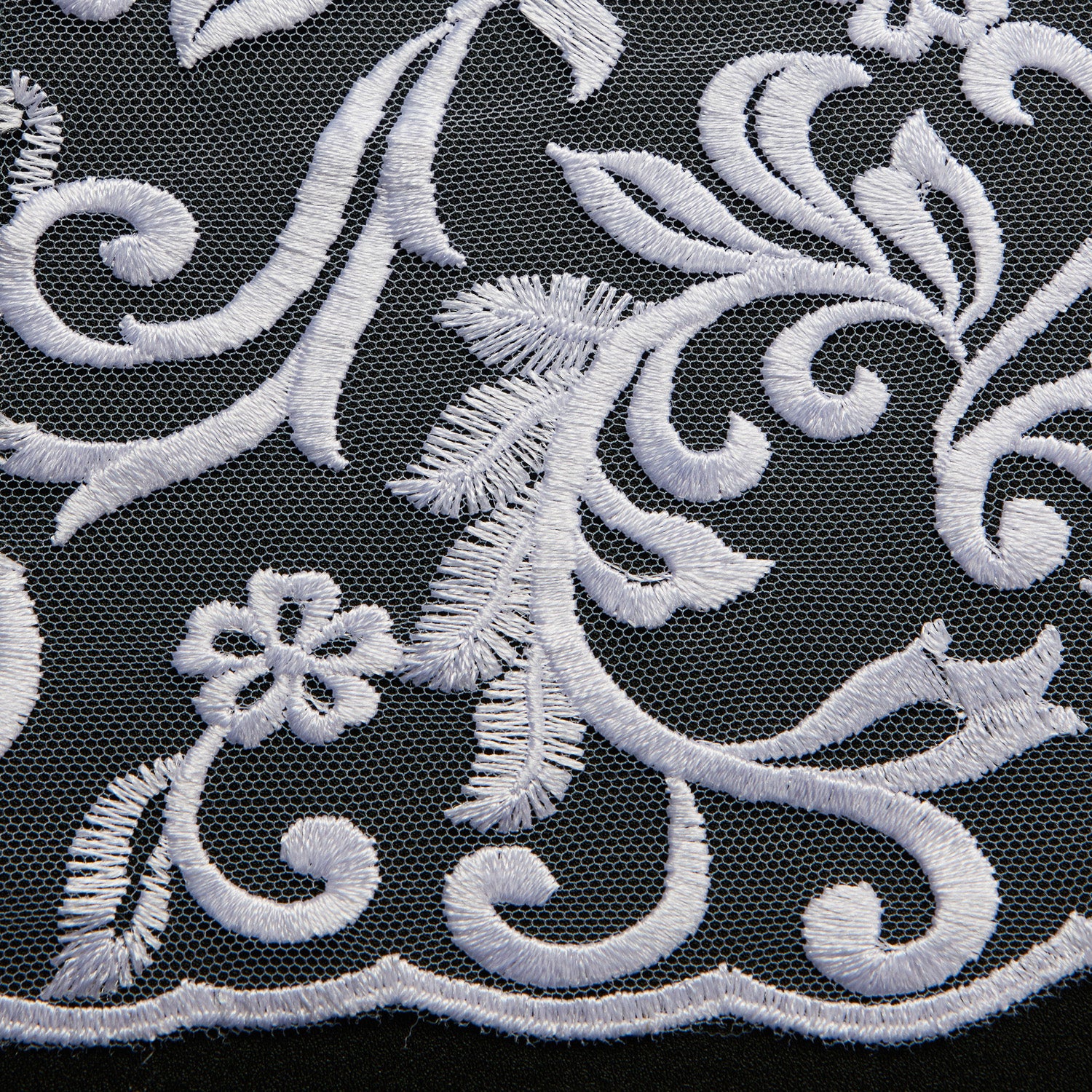 TULLE WITH EMB 100% POLYESTER 50/52" White - Exquisite Fabrics