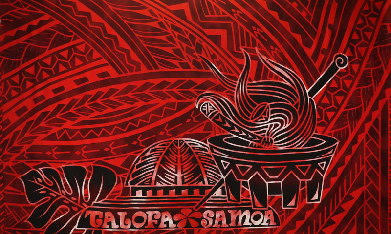 Talofa Samoa Kava Bowl Polyester Sarong | Islands Fabric