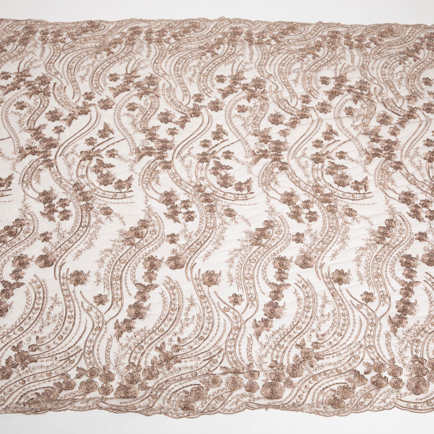 Tulle Lace Fabric Embroidered with Elegant Intricate Design 52" Wide | Exquisite Fabric