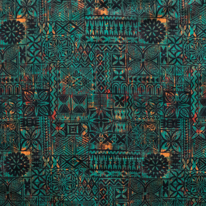 Traditional Polynesian Tapa design Polyester Fabric # 2 | Islands Fabric