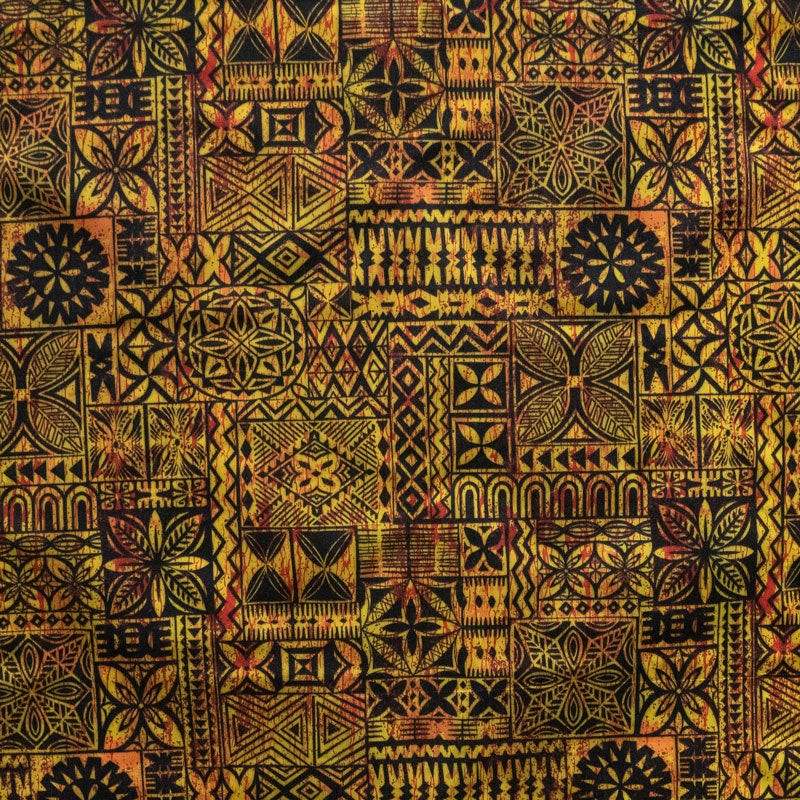 Traditional Polynesian Tapa design Polyester Fabric # 2 | Islands Fabric