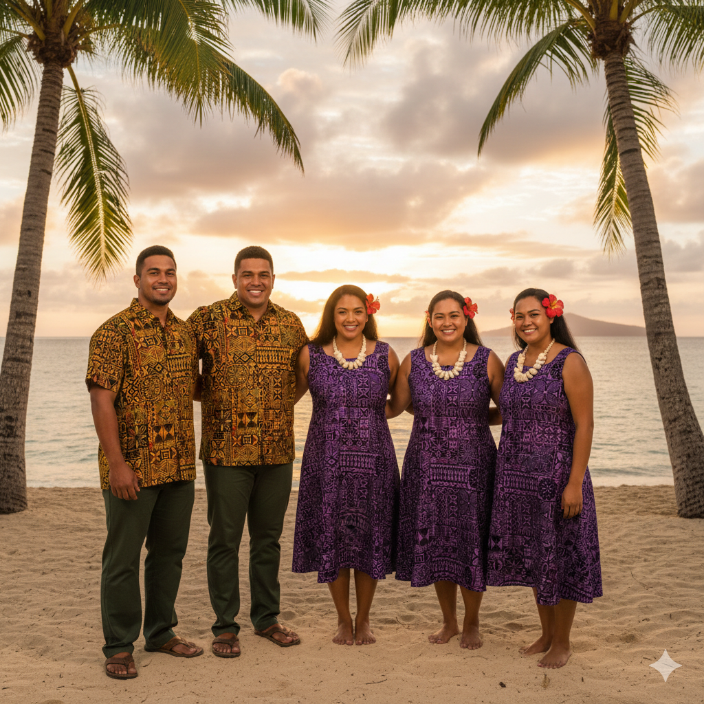 Traditional Polynesian Tapa design Polyester Fabric # 2 | Islands Fabric