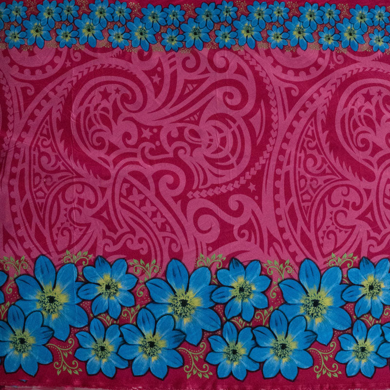 Traditional Polynesian Tattoo Daisy Double Border Polyester Fabric | Islands Fabric