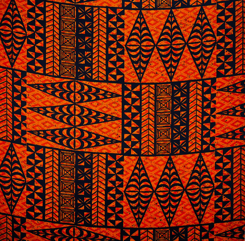 Traditional Tongan Geometric Design Cotton Fabric | Islands Fabric