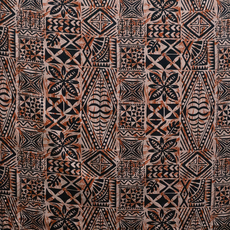 Traditional Tongan Geometric design Peachskin Fabric # 2 | Islands Fabric