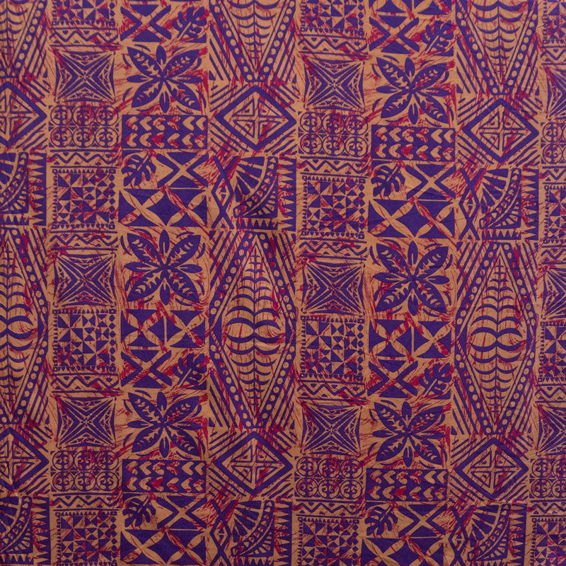 Traditional Tongan Geometric design Peachskin Fabric # 2 | Islands Fabric