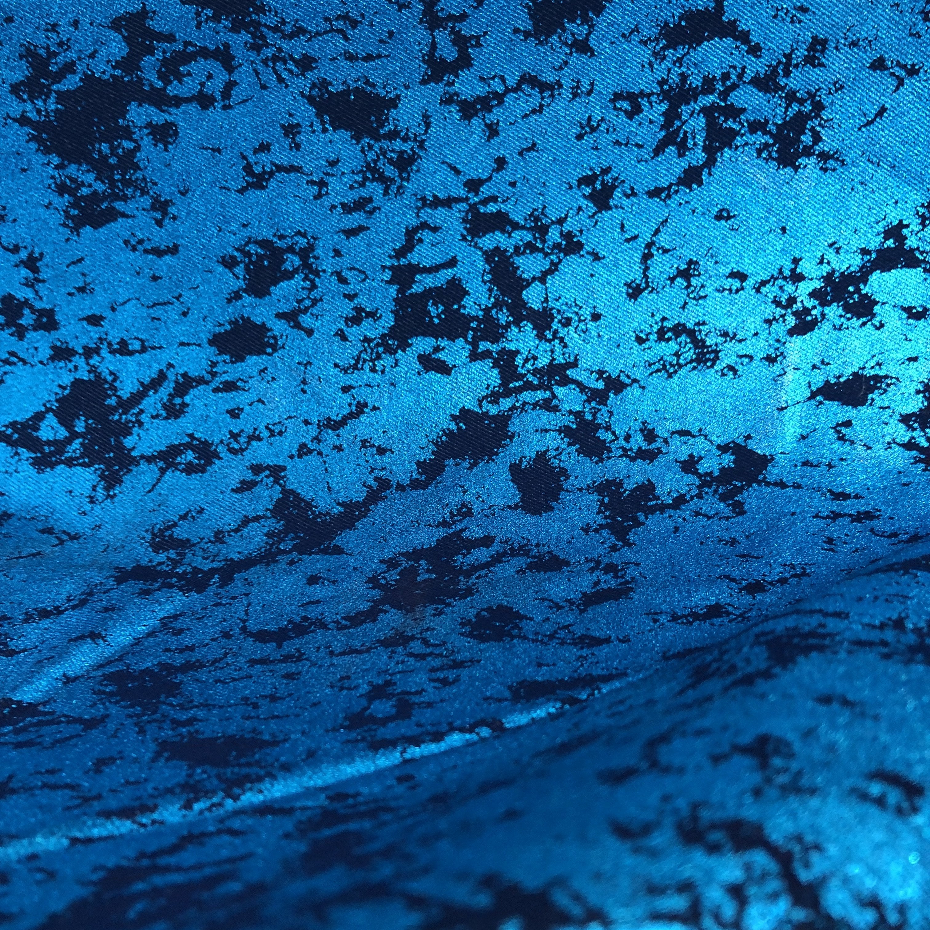 Jolt Foiled Stretch Faux Denim Fabric | Blue Moon Fabrics