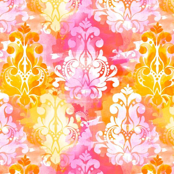 Watercolor Damask Wallpaper