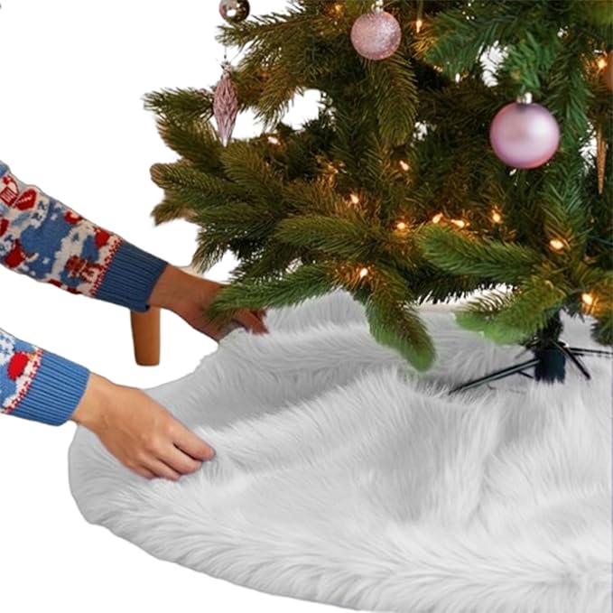 Premium Faux Fur Christmas Tree Skirt - 30" | Holiday Decorations