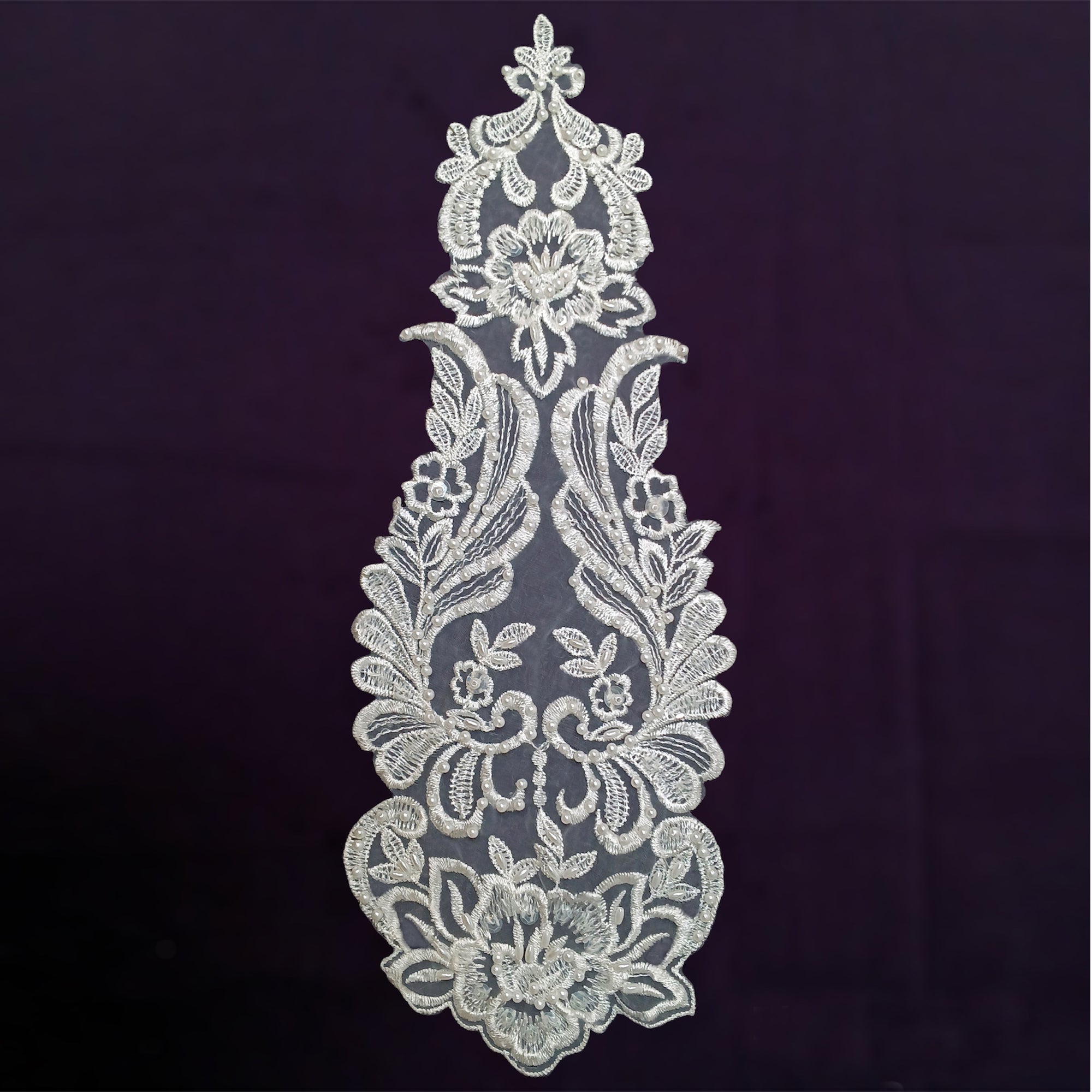 Beaded Lace Medallion Applique for Bridal Veils and Wedding Gowns | Lace USA - KZ-05