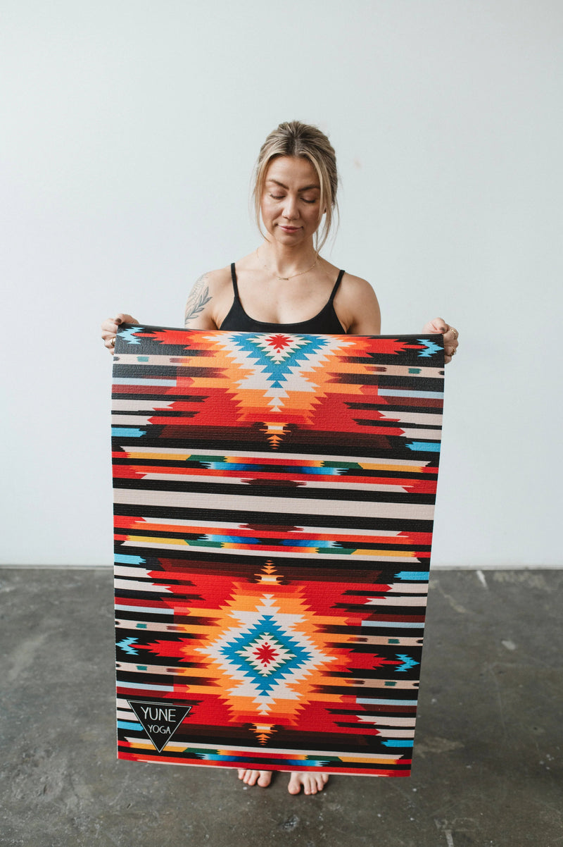 Fox Trail Yoga Mat – 6 mm Extra Thick, Double-Sided Non-Slip, Eco-Friendly PER with Multi-Color Striped Design | Yune Yoga