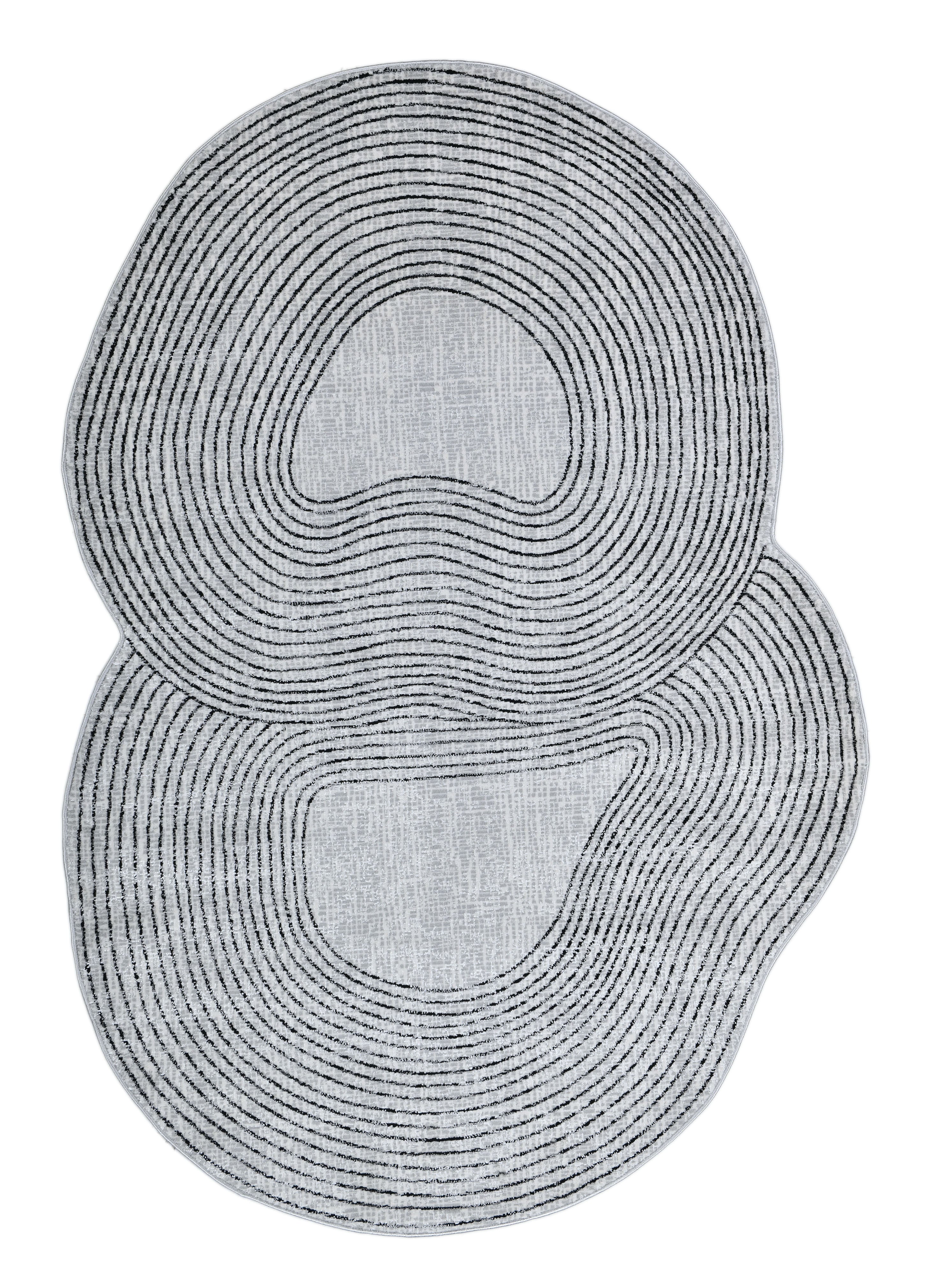 Cream Sheen Rug with Black, Copper & Silver Touches in novelty cut design - Z328A (POL810)