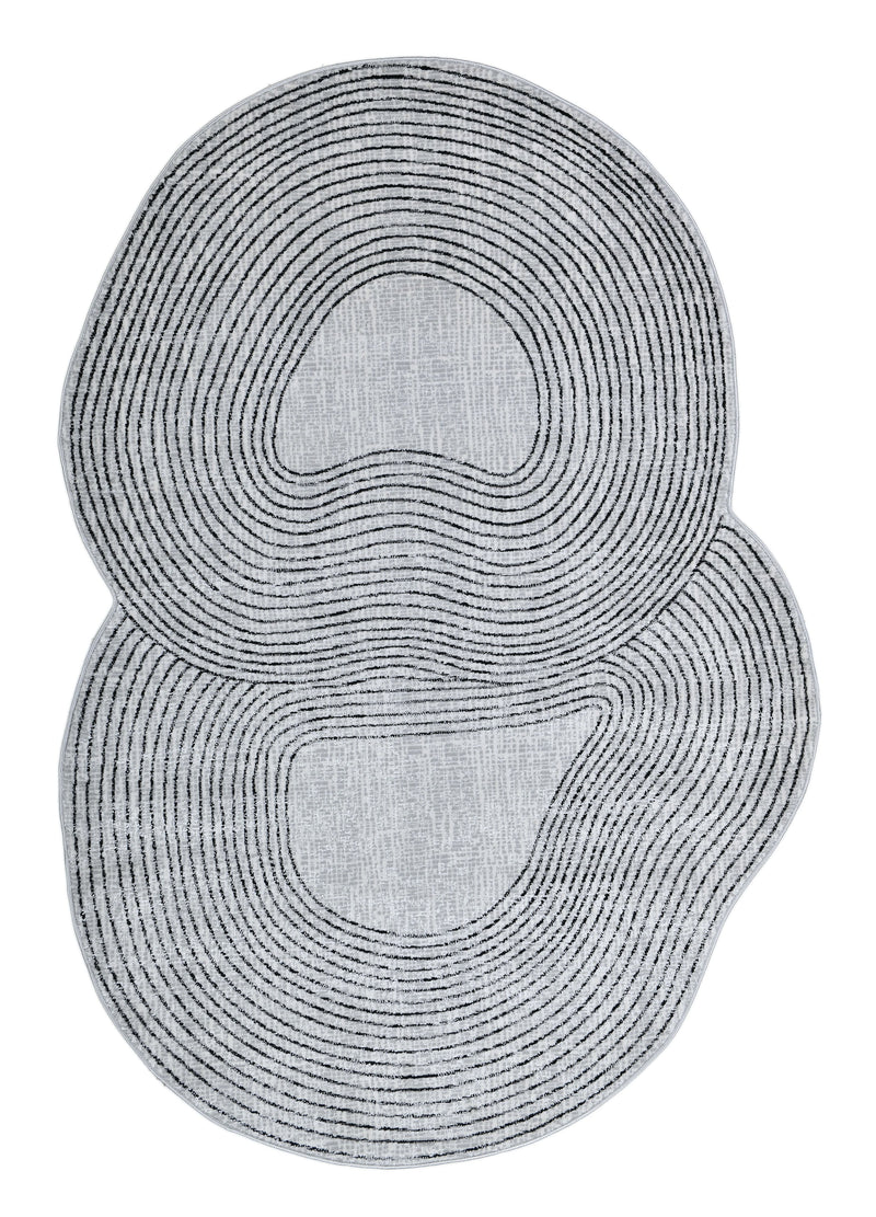 Cream Sheen Rug with Black, Copper & Silver Touches in novelty cut design - Z328A (POL810)