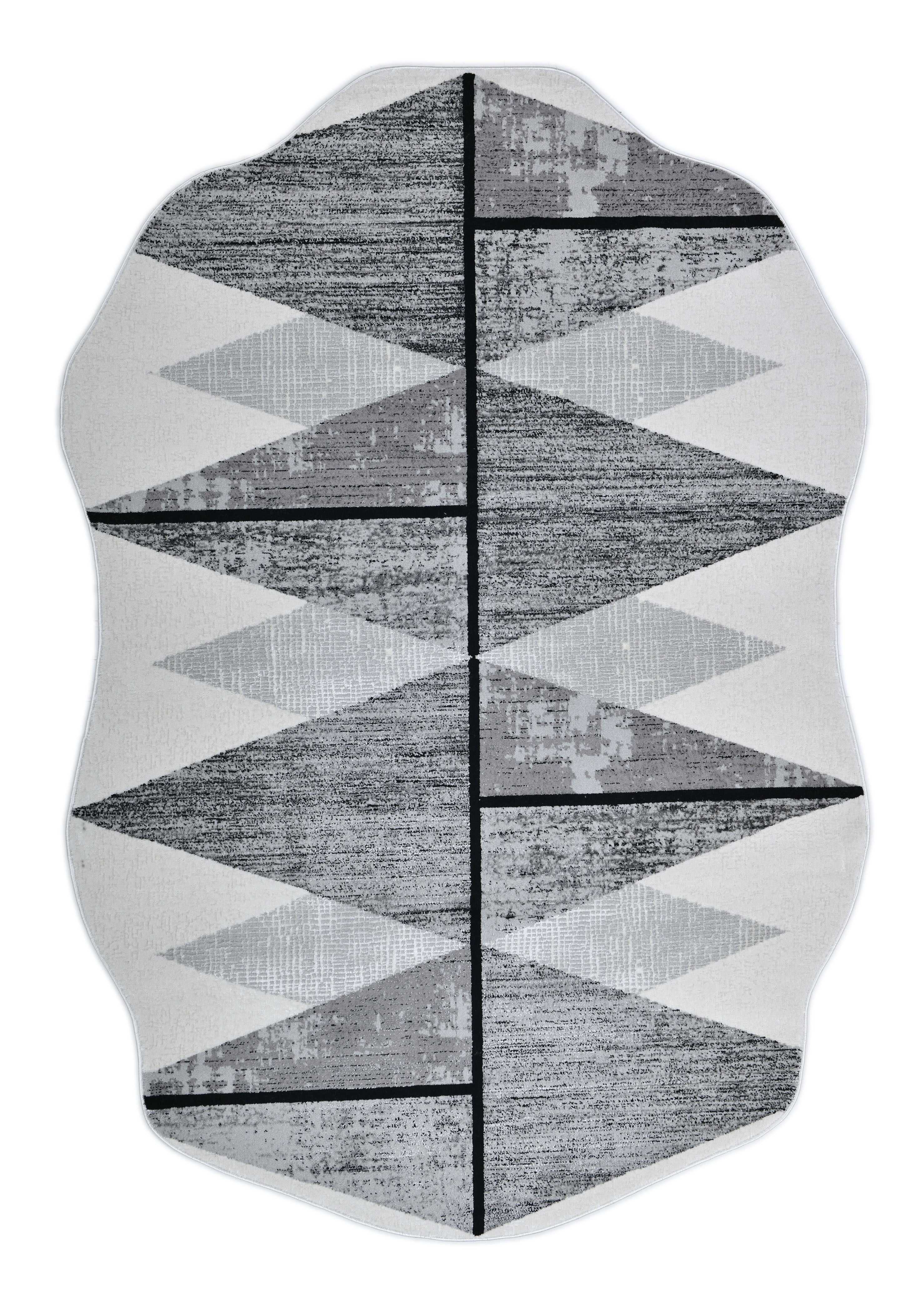 Silver-Toned with Charcoal patterns and Bold Irregular Black Geometric Detailing - Z327A