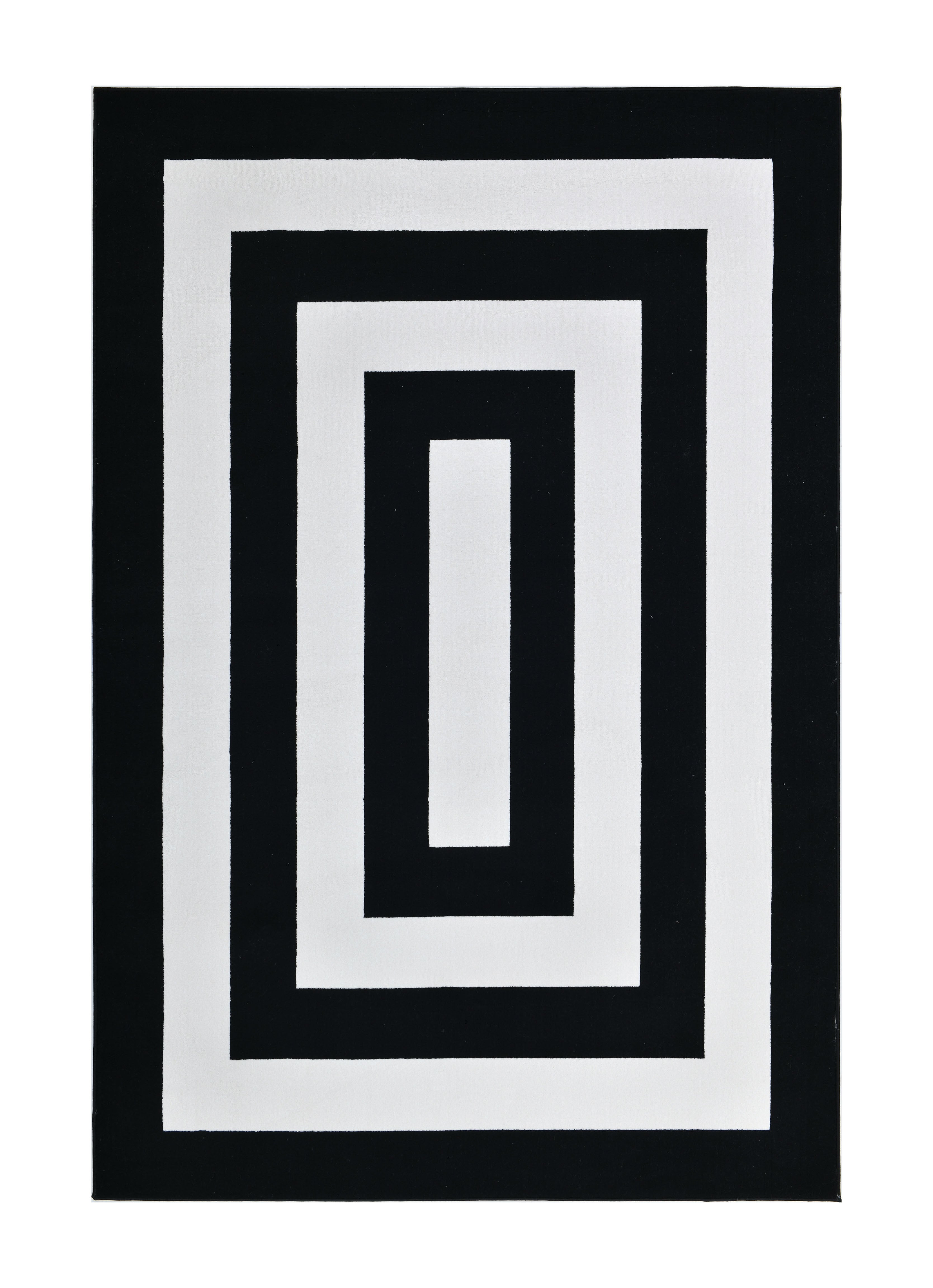 Black & White Geometric Square Area Rug – Soft Texture, Modern Design - Z341A (POL811)
