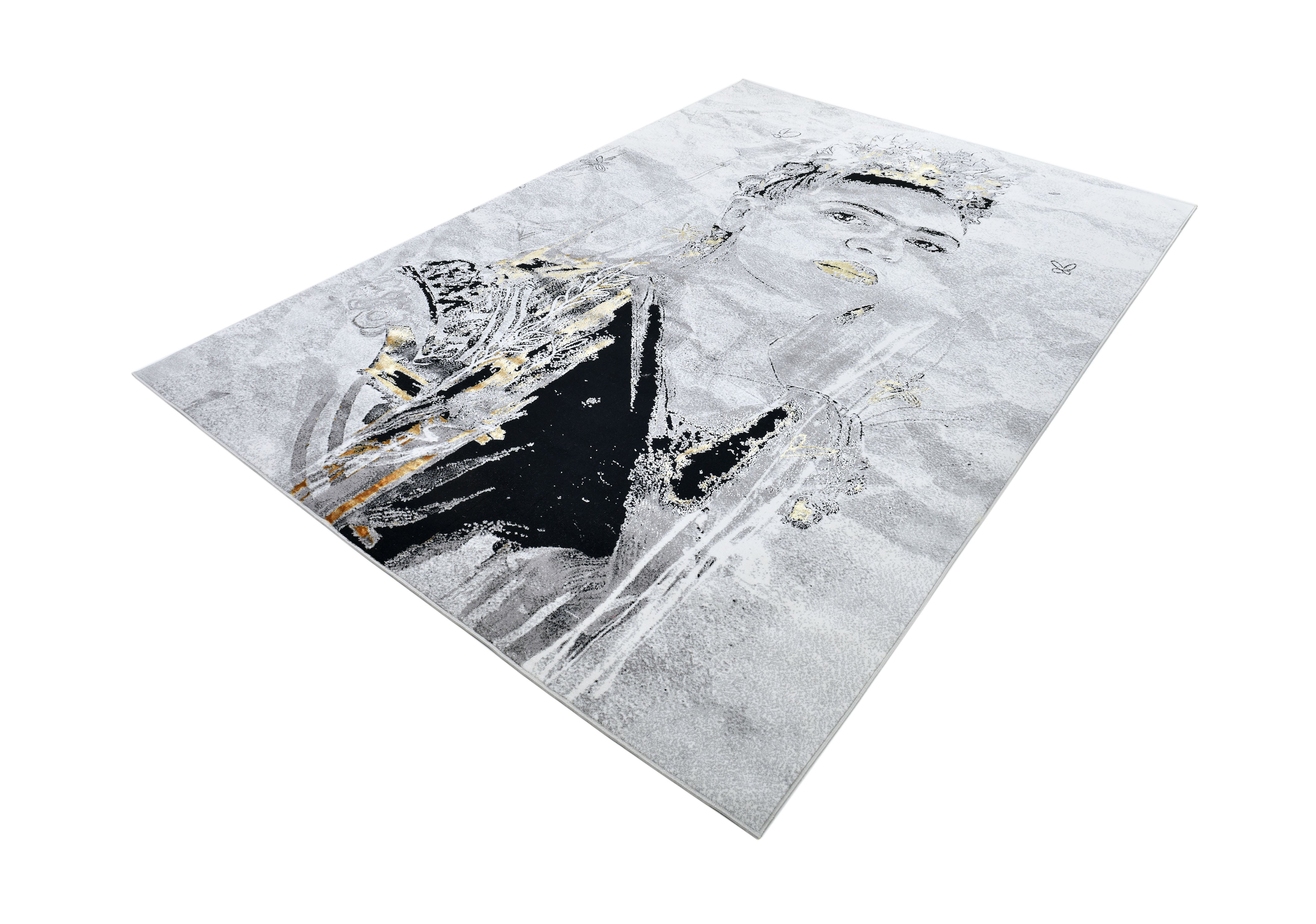Soft-touch, Crowned Frida Kahlo, Light Grey, Black with a touch of Gold - Z342A
