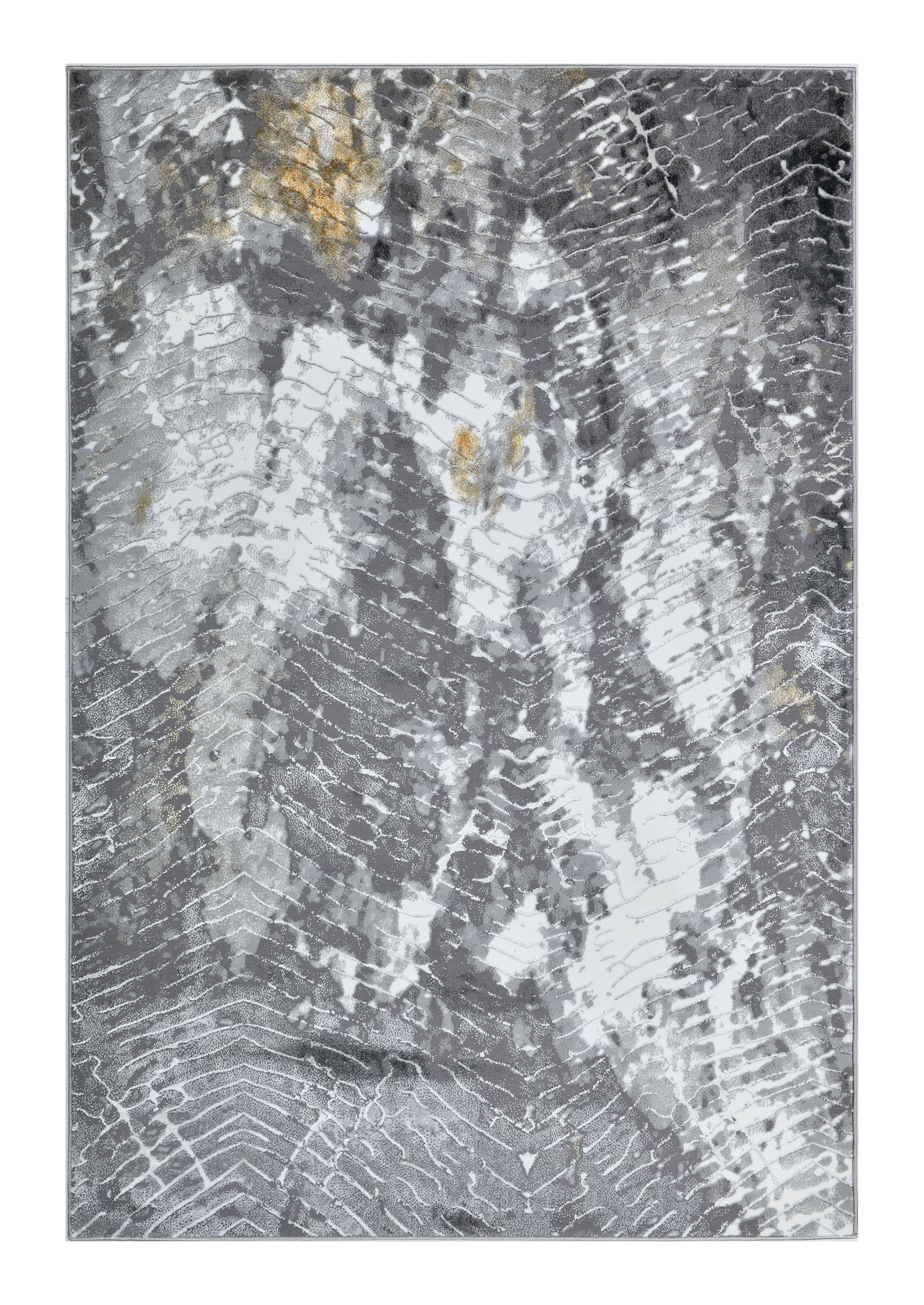 Soft-Touch Light Grey and Silver White Rug with Subtle Gold Accents - Z405A (POL815)