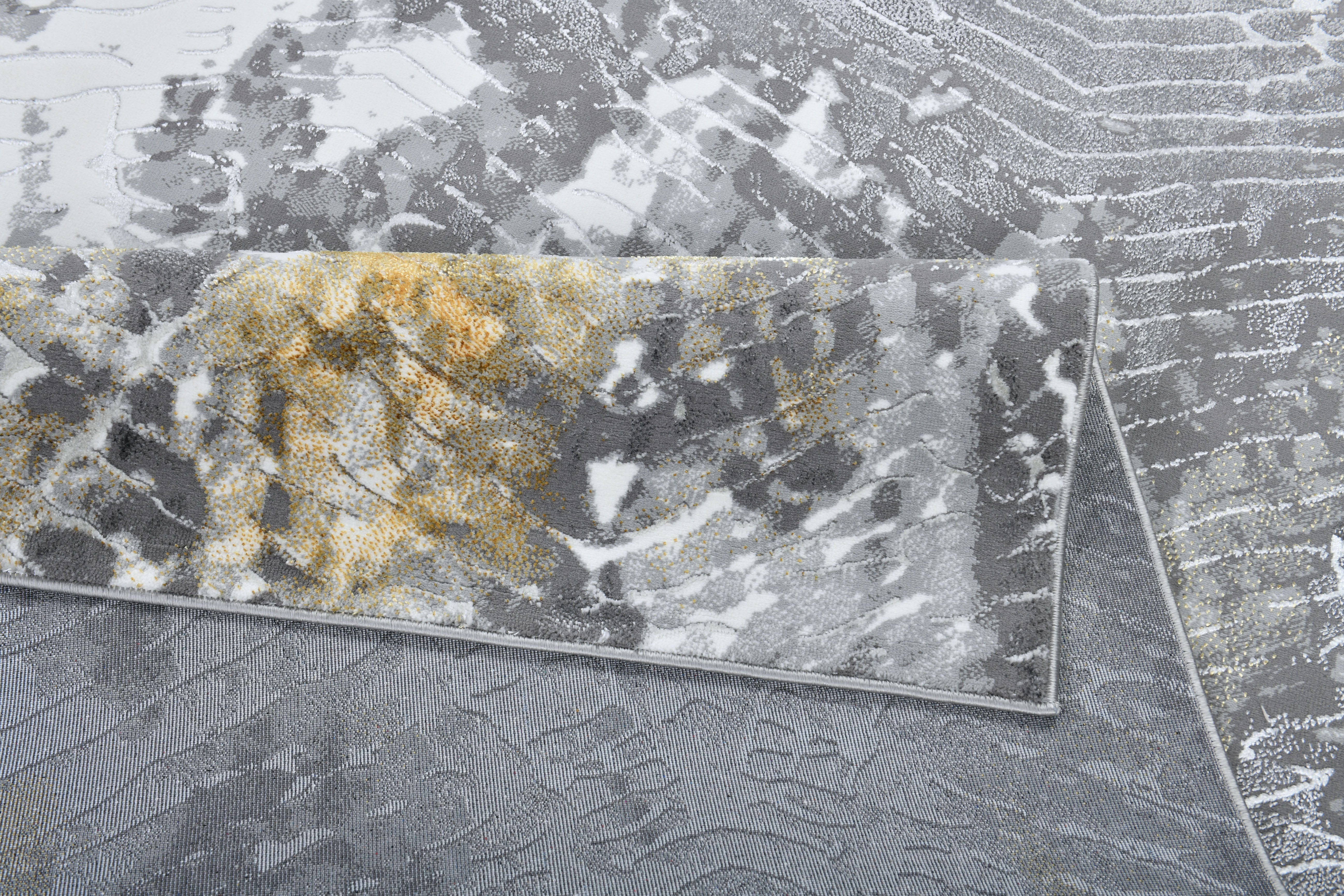 Soft-Touch Light Grey and Silver White Rug with Subtle Gold Accents - Z405A (POL815)