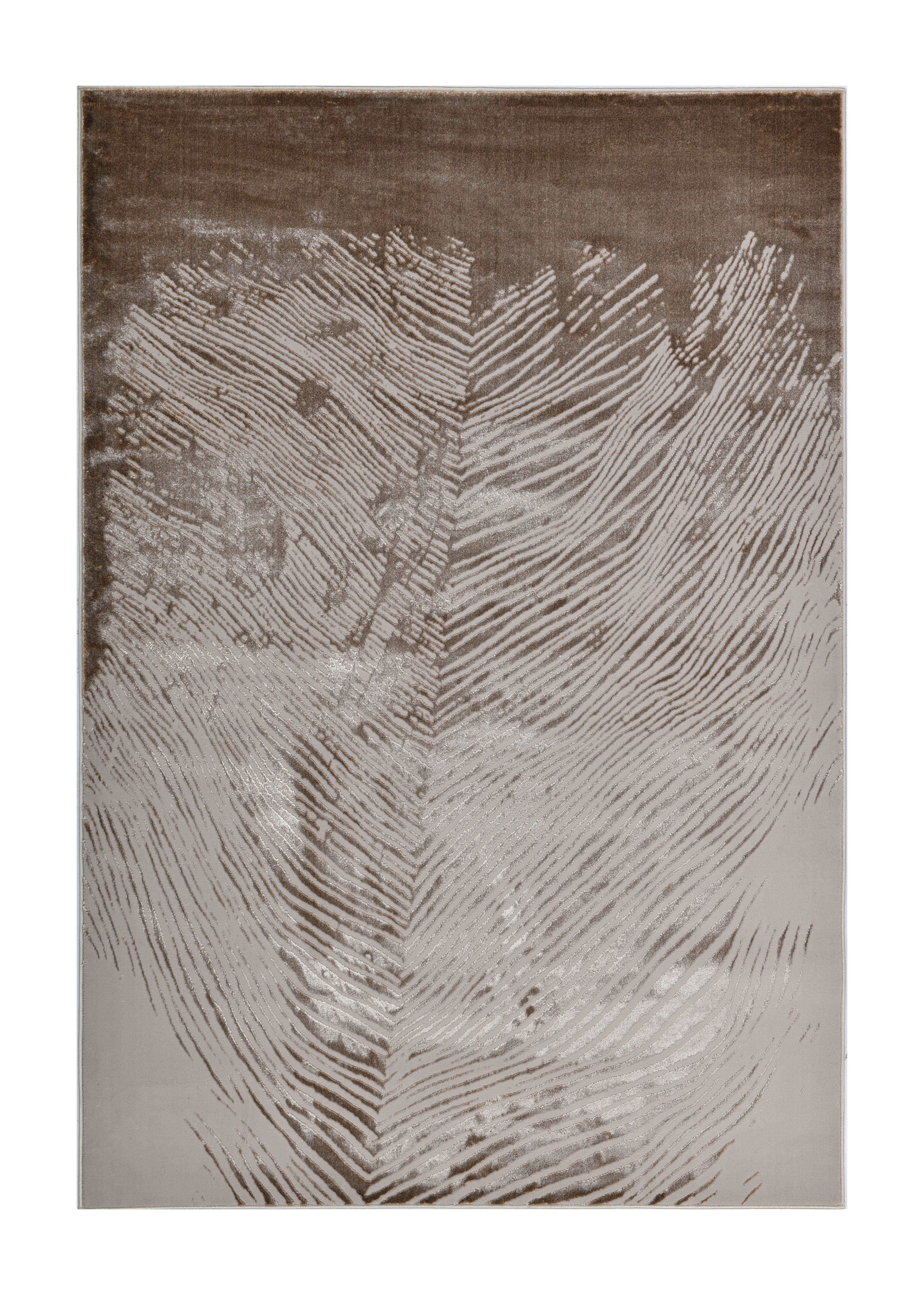 Soft-Touch Brown and Beige Rug with Metallic Copper Contrast Design - Z406A (POL816)