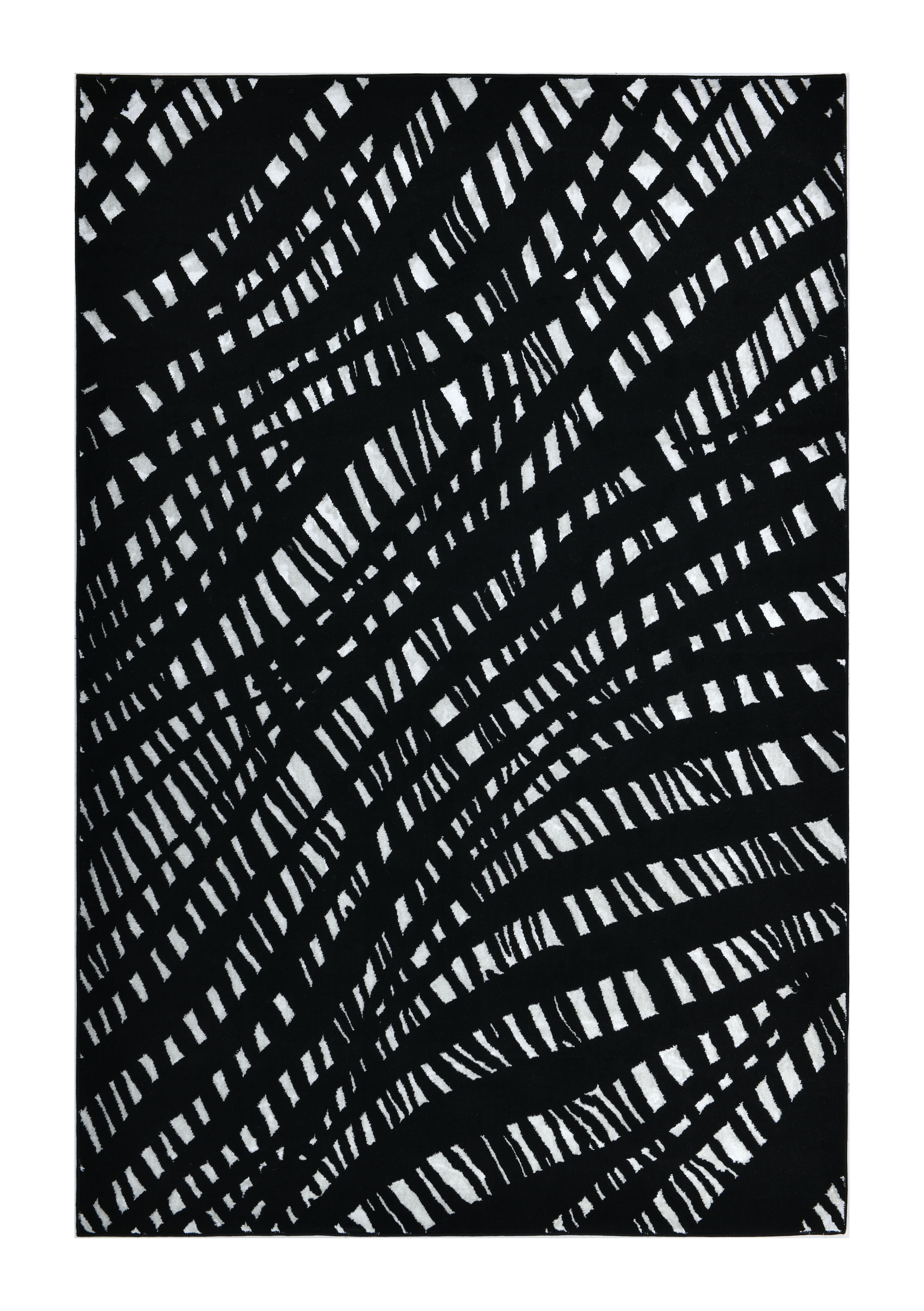Modern Lustre Grid Rug – Black and Silver Tones - Z407A (POL820)