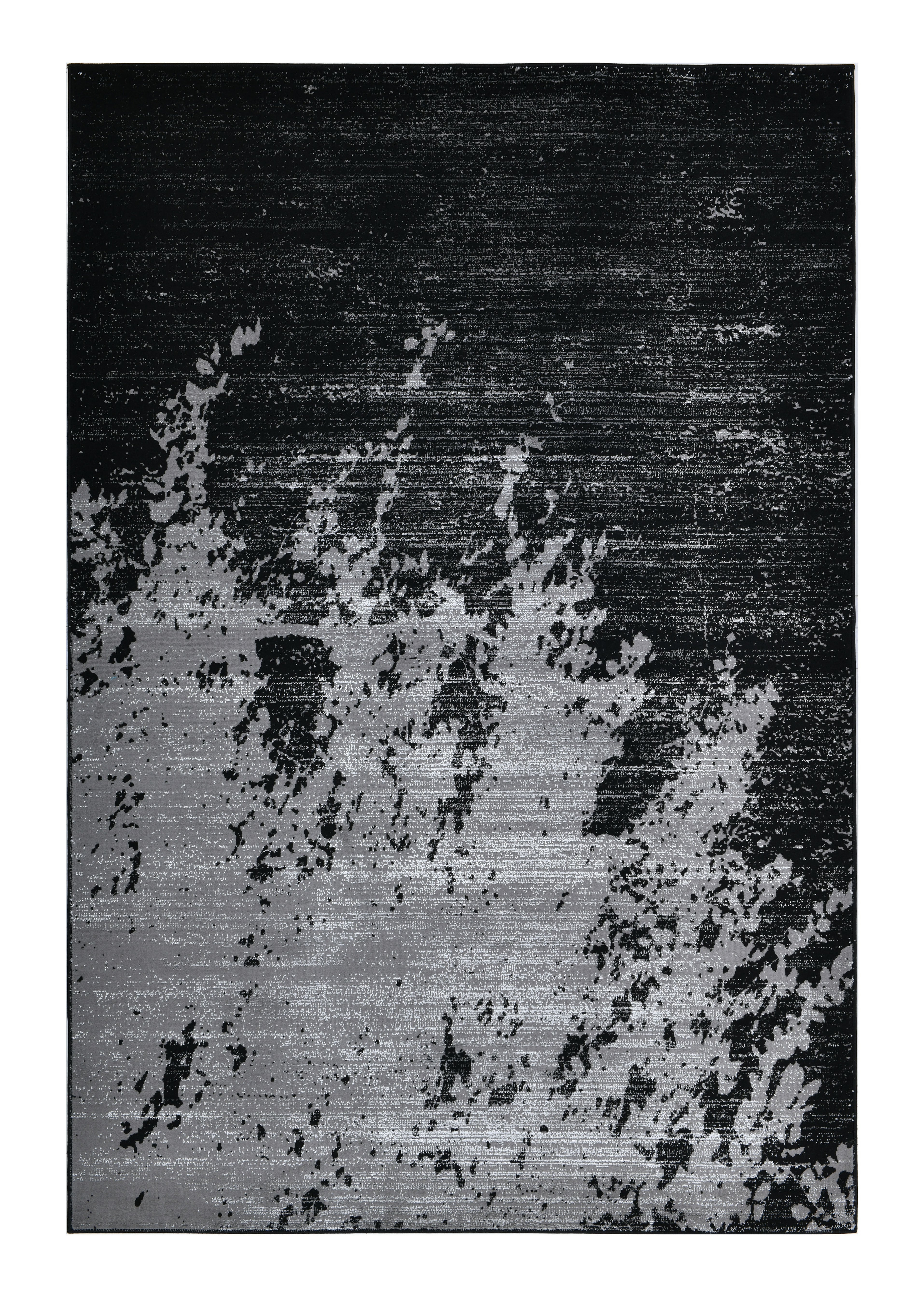 Contemporary Area Rug - Abstract Design in Soft Black with a Splash of Metallic Silver - Z408A (POL821)