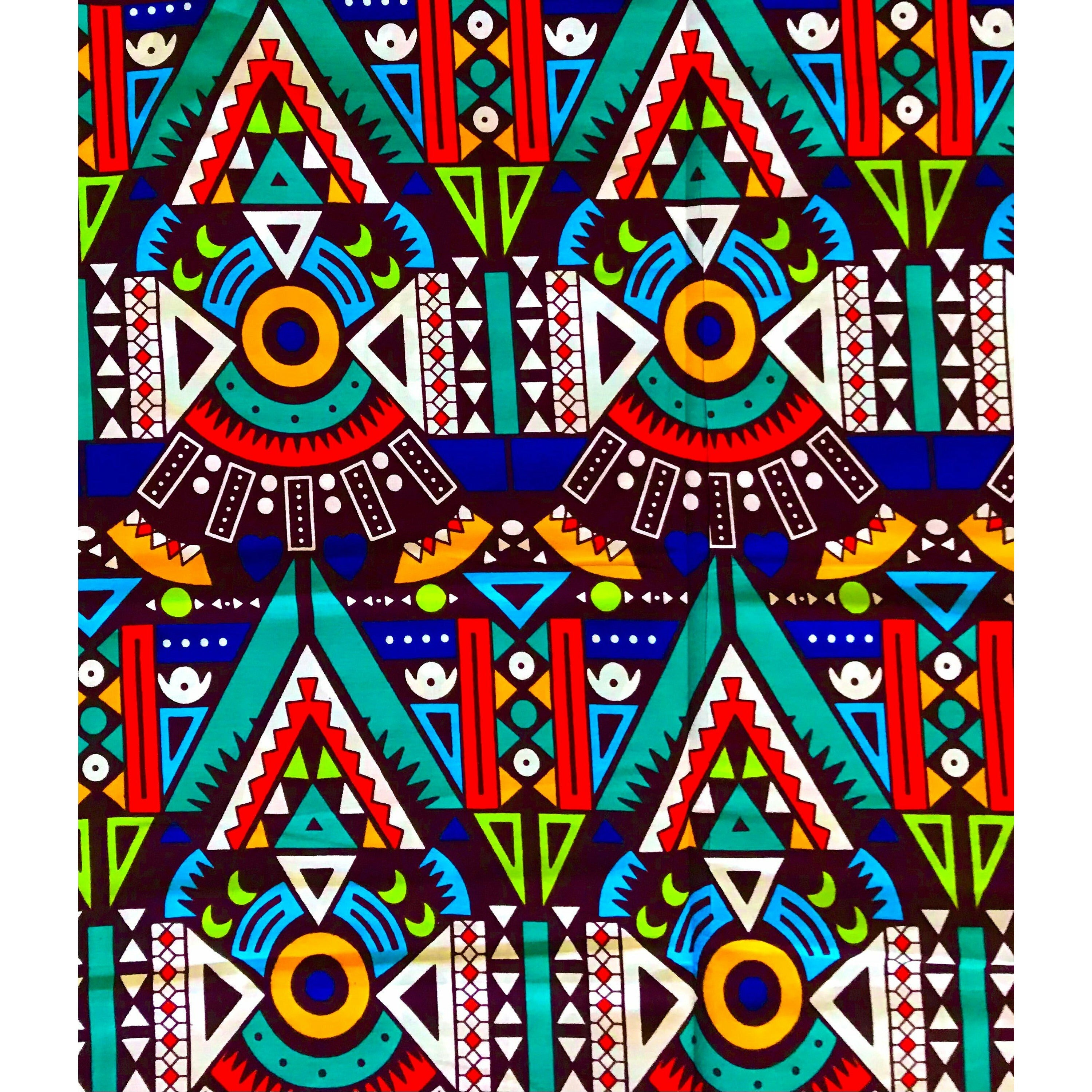 African Fabric/ Ankara - Multicolored 'Nubia Sans Souci,' Design, YARD or WHOLESALE