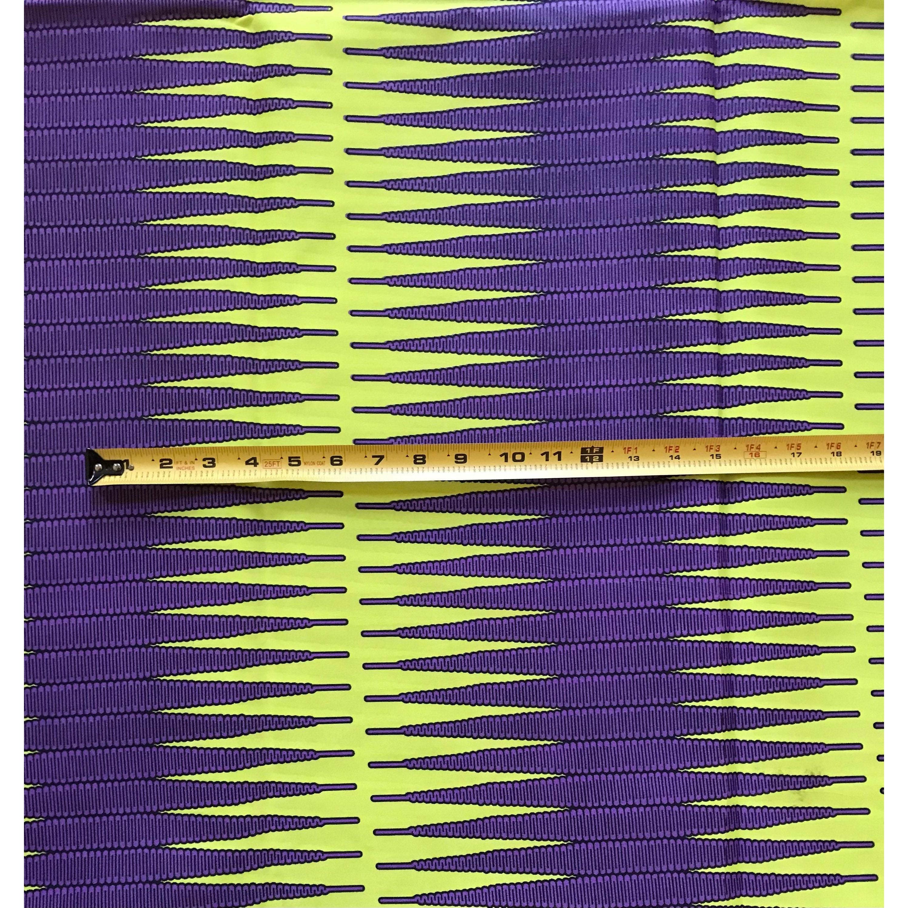 African Print Fabric/ Ankara - Purple, Green 'Owerri Beat,' Design, YARD or WHOLESALE