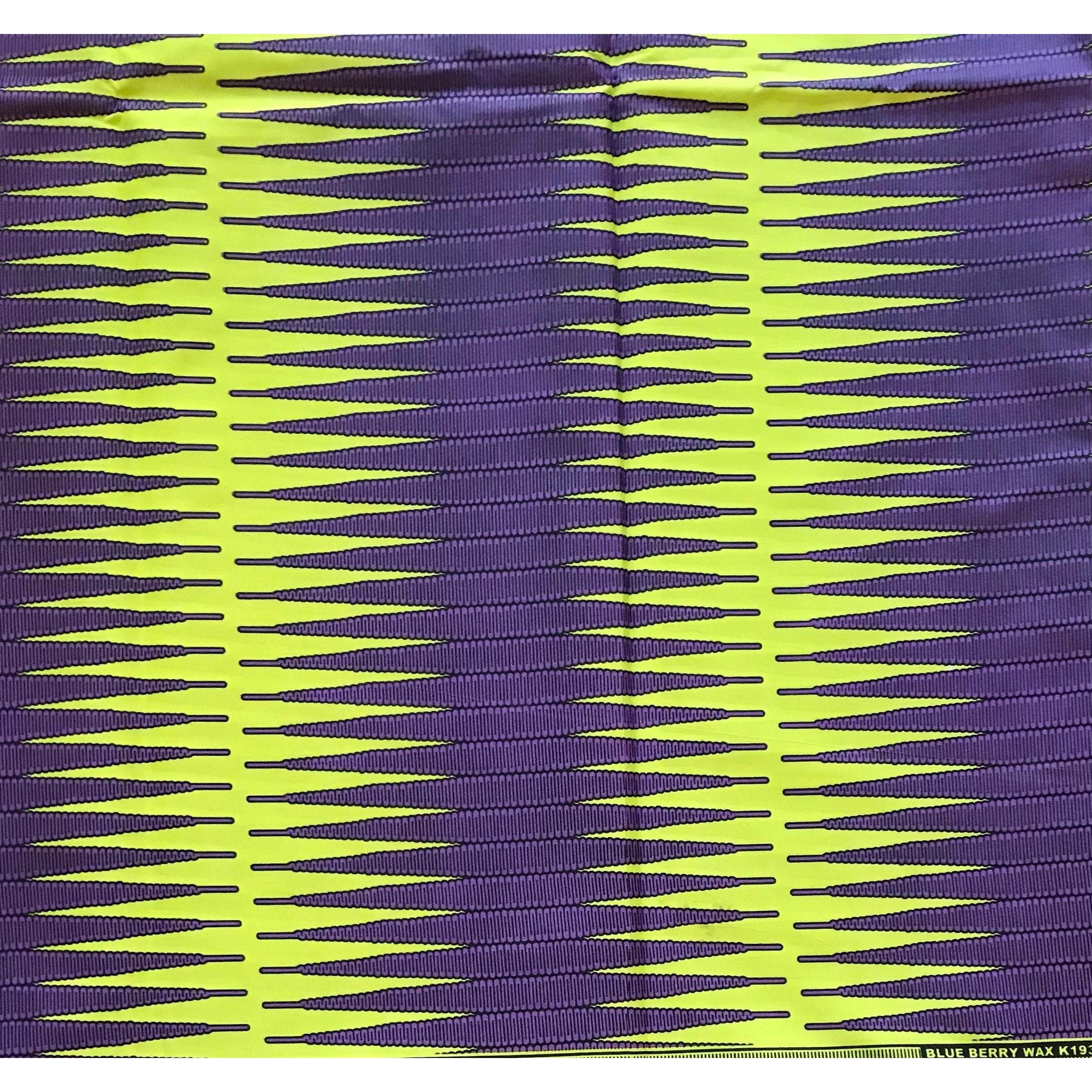 African Print Fabric/ Ankara - Purple, Green 'Owerri Beat,' Design, YARD or WHOLESALE