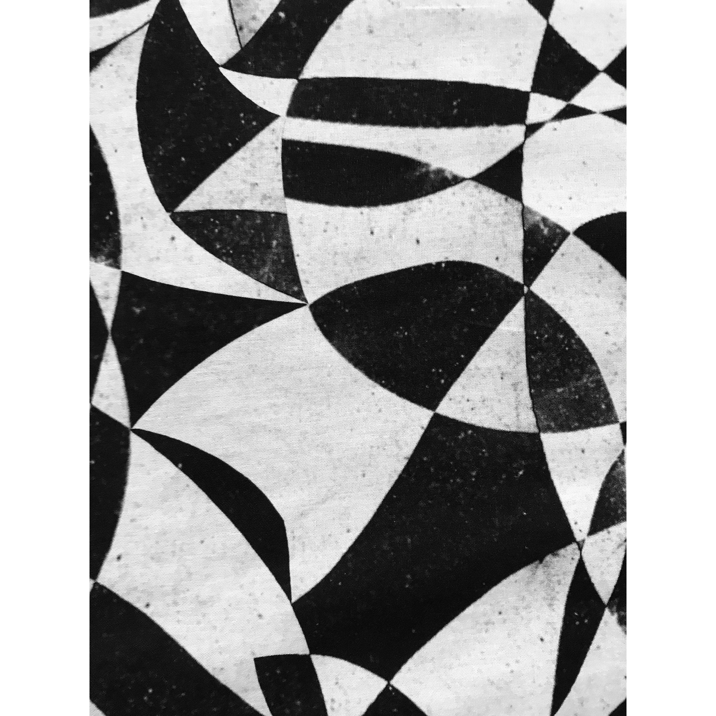African Print, Elastic Knit Fabric - Black, White "Shattering the Glass Ceiling" Per Yard