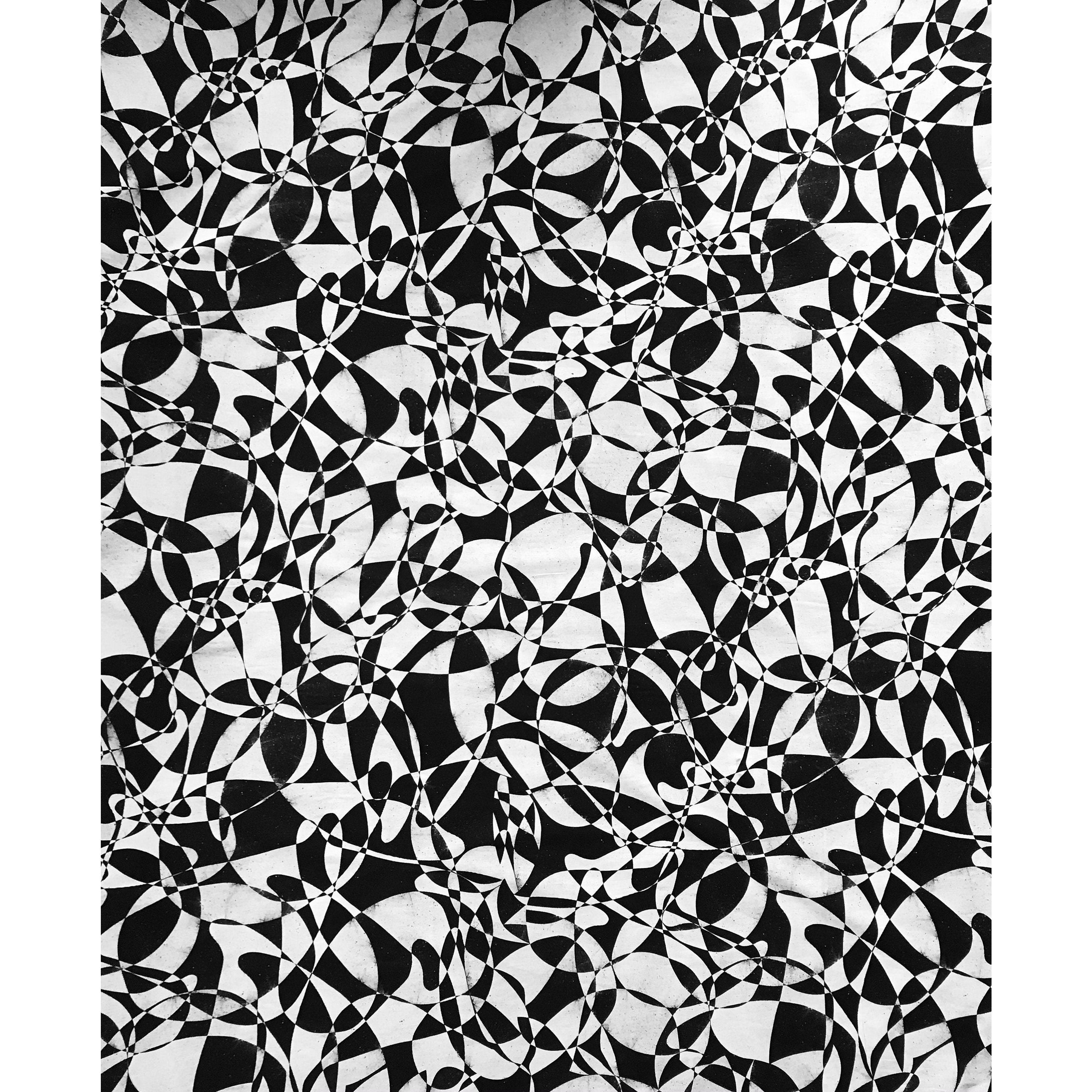 African Print, Elastic Knit Fabric - Black, White "Shattering the Glass Ceiling" Per Yard