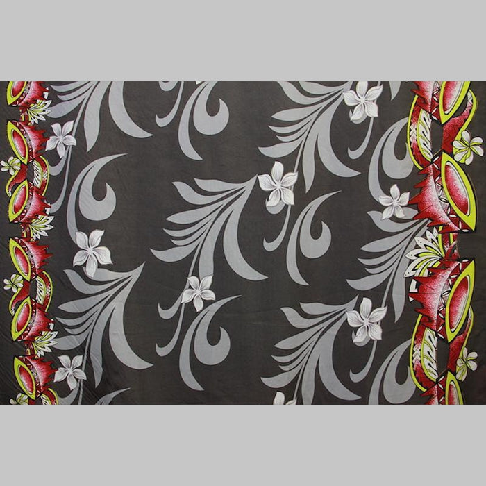 Kava Bowl Tiare Palm Leaves Double Border Polyester Fabric | Islands Fabric