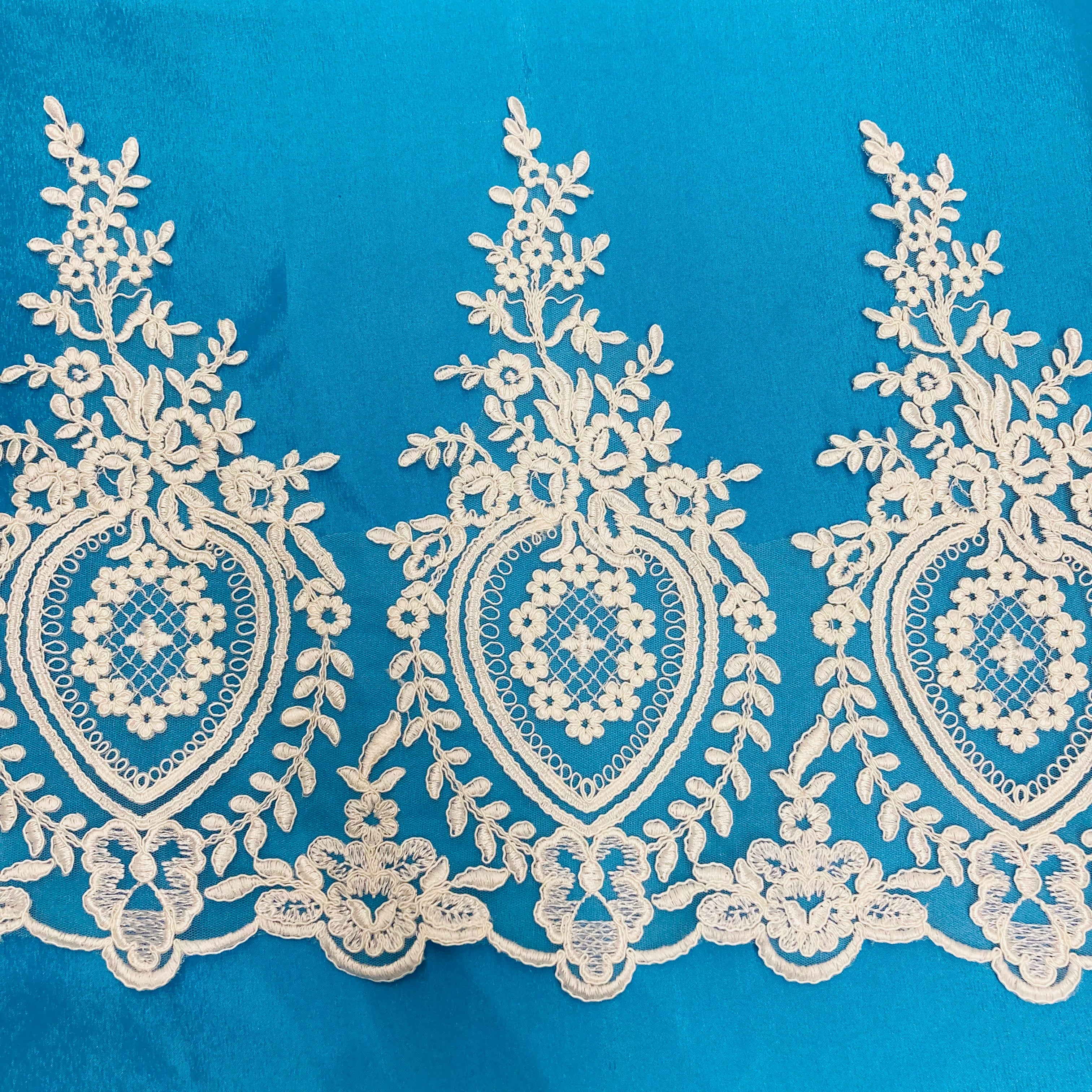 Corded Lace Trimming Embroidered on 100% Polyester Net Mesh | Lace USA - 73016W