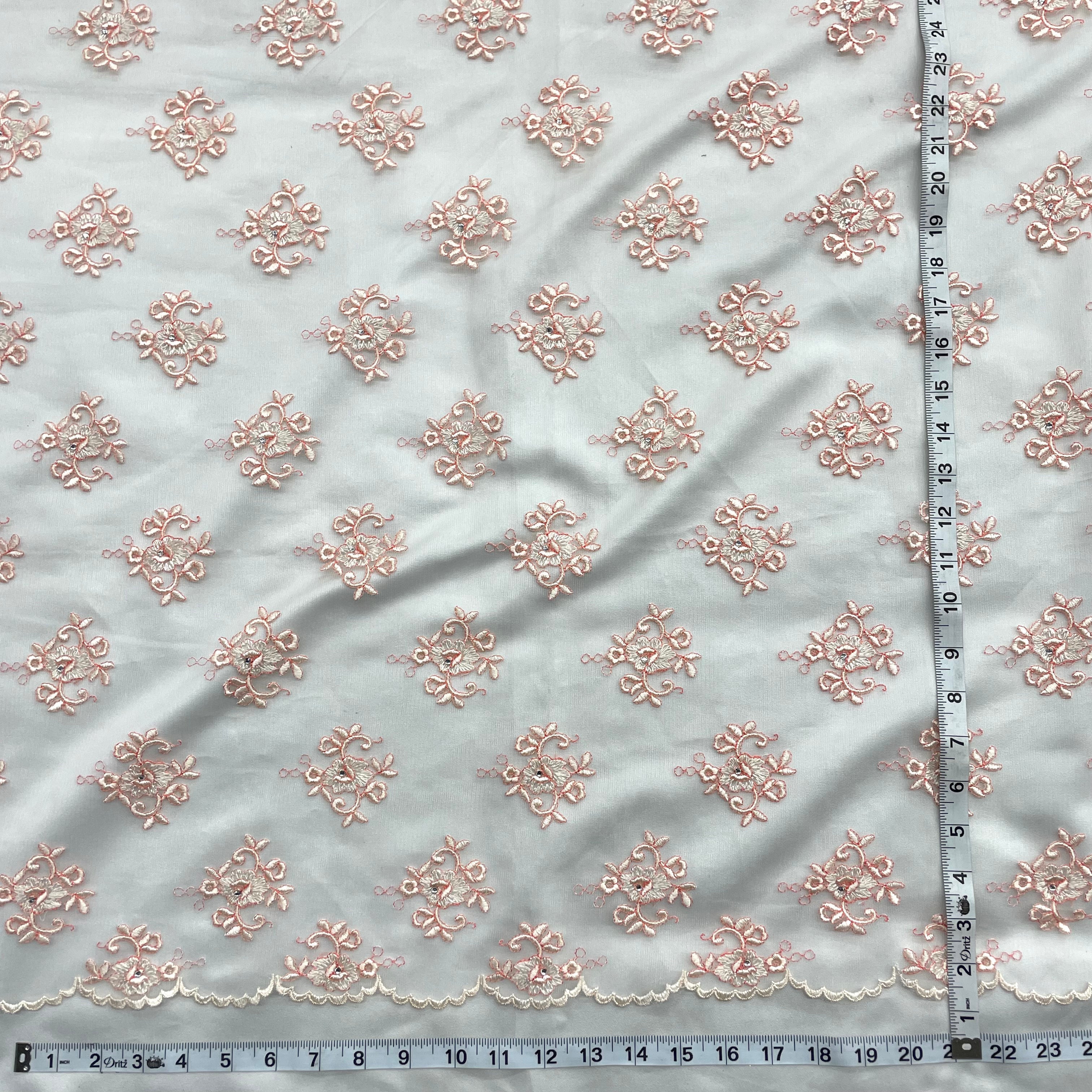 Beaded Lace Fabric Embroidered on 100% Polyester Net Mesh | Lace USA - 42093W-BP