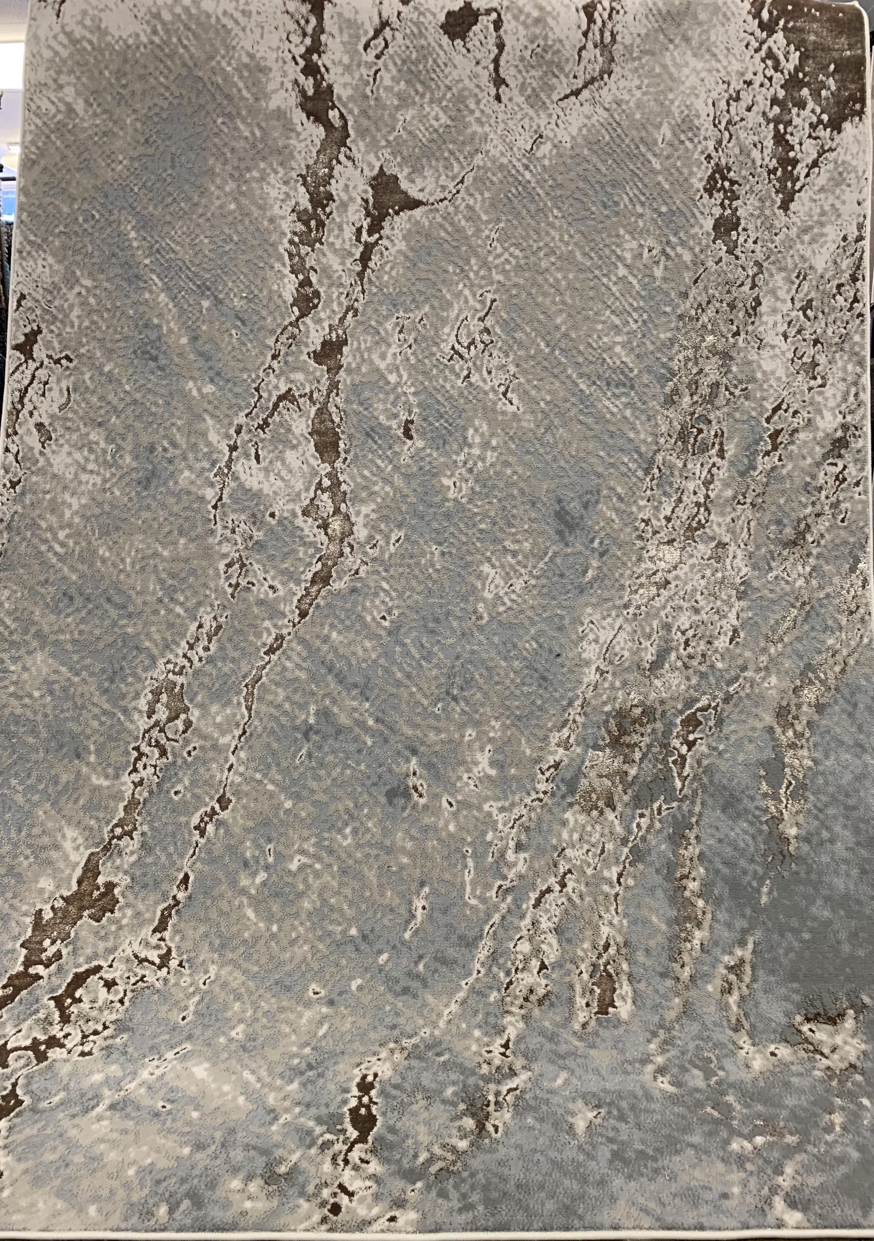 Polyester Gray/Silver Shiny Viscose Blend Abstract Design Rug/Carpet - Style# Maximus 232 - Color-Changing Flat Weave Rug