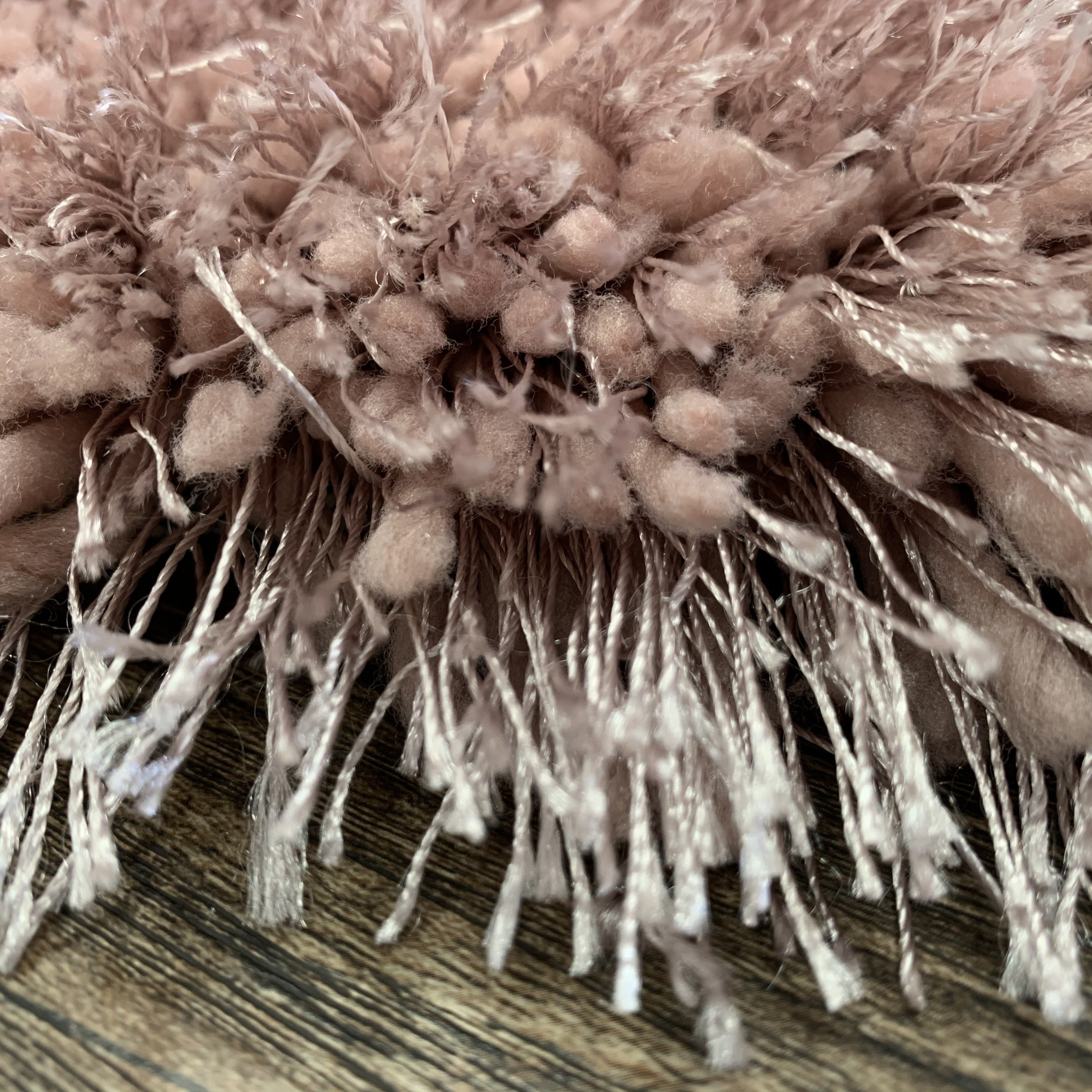 Pale Or Dusty Pink Solid Shag Area Rug/Carpet - Crafted from 100% Polyester, Plush Fluffy Shine, Thick and Thin Yarns Design