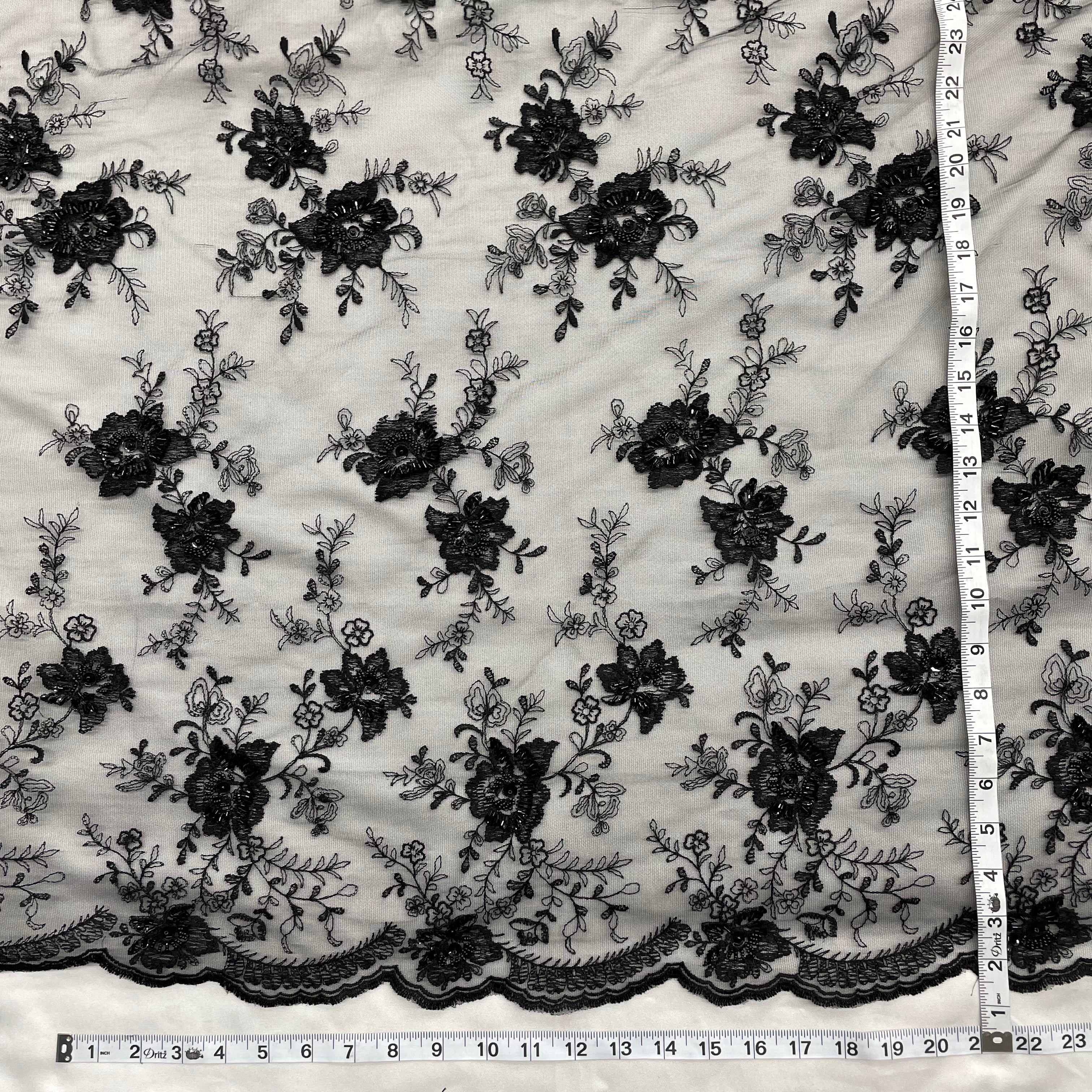 Beaded Lace Fabric Embroidered on 100% Polyester Net Mesh | Lace USA - 41996W-BP