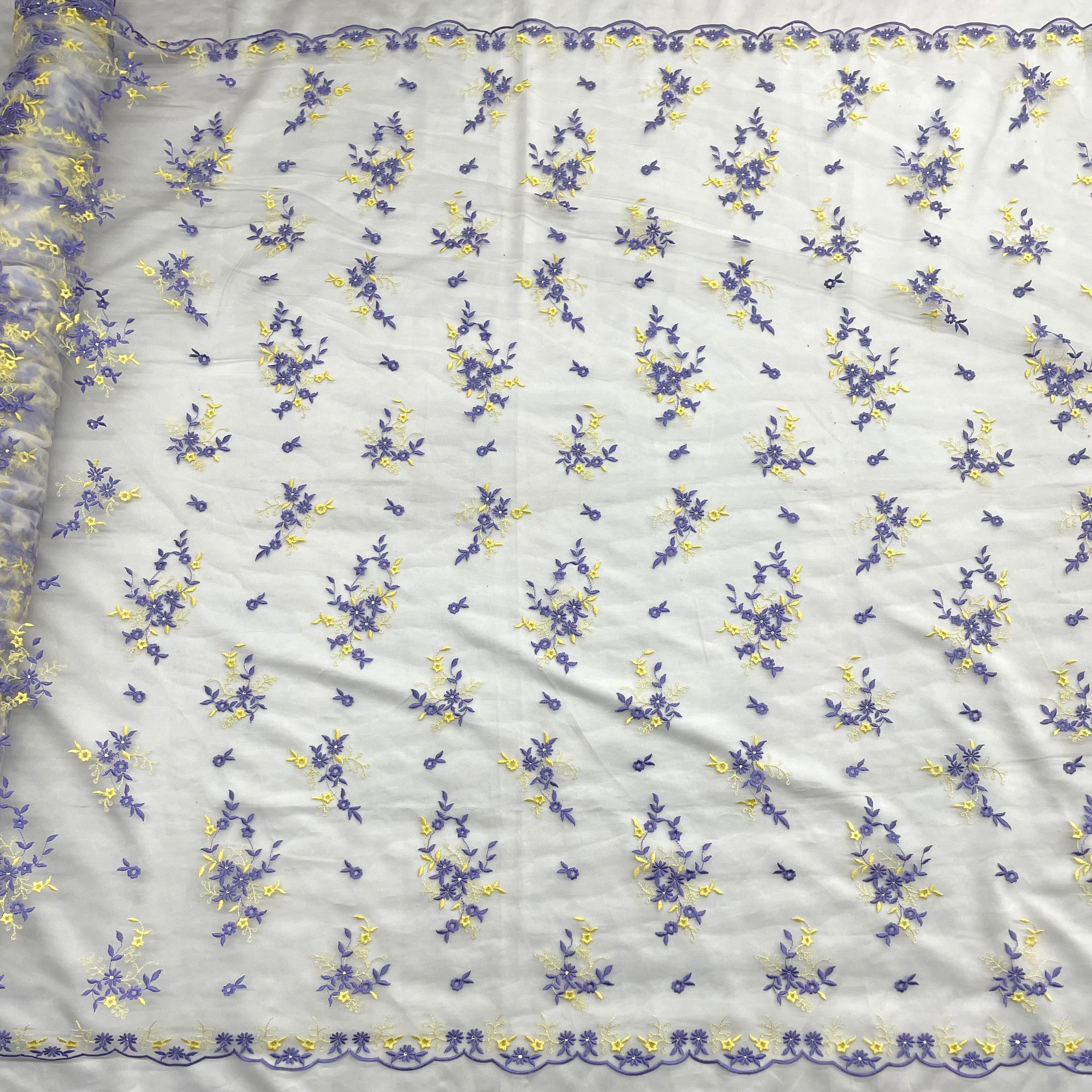 Beaded Lace Fabric Embroidered on 100% Polyester Net Mesh | Lace USA - 42091W-RS