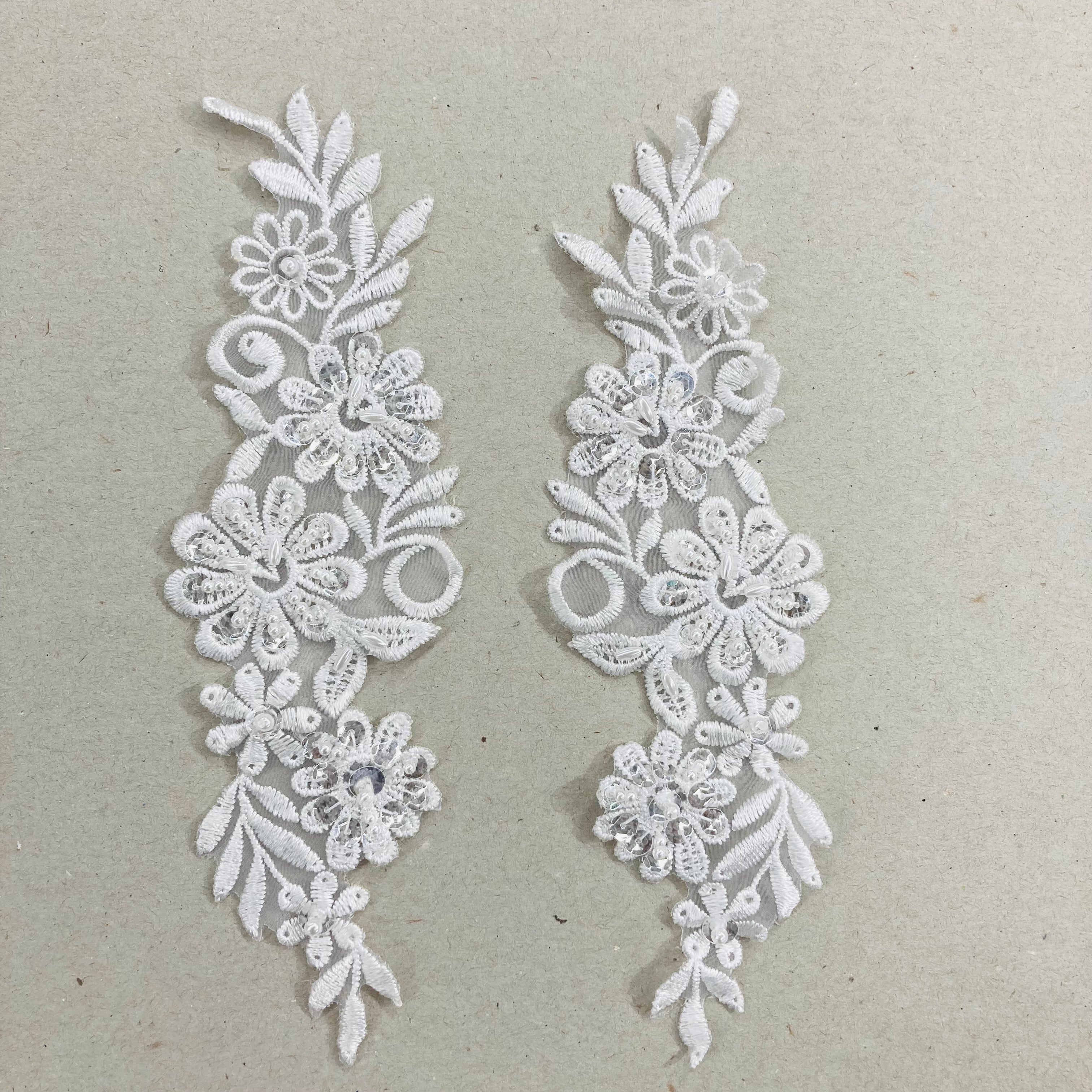 Beaded Lace Applique Embroidered on 100% Polyester Organza | Lace USA - 890442N-BP