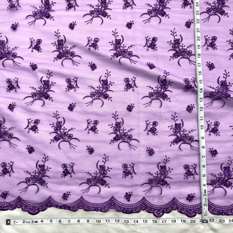 Beaded Lace Fabric Embroidered on 100% Polyester Net Mesh | Lace USA - 42002W-BP
