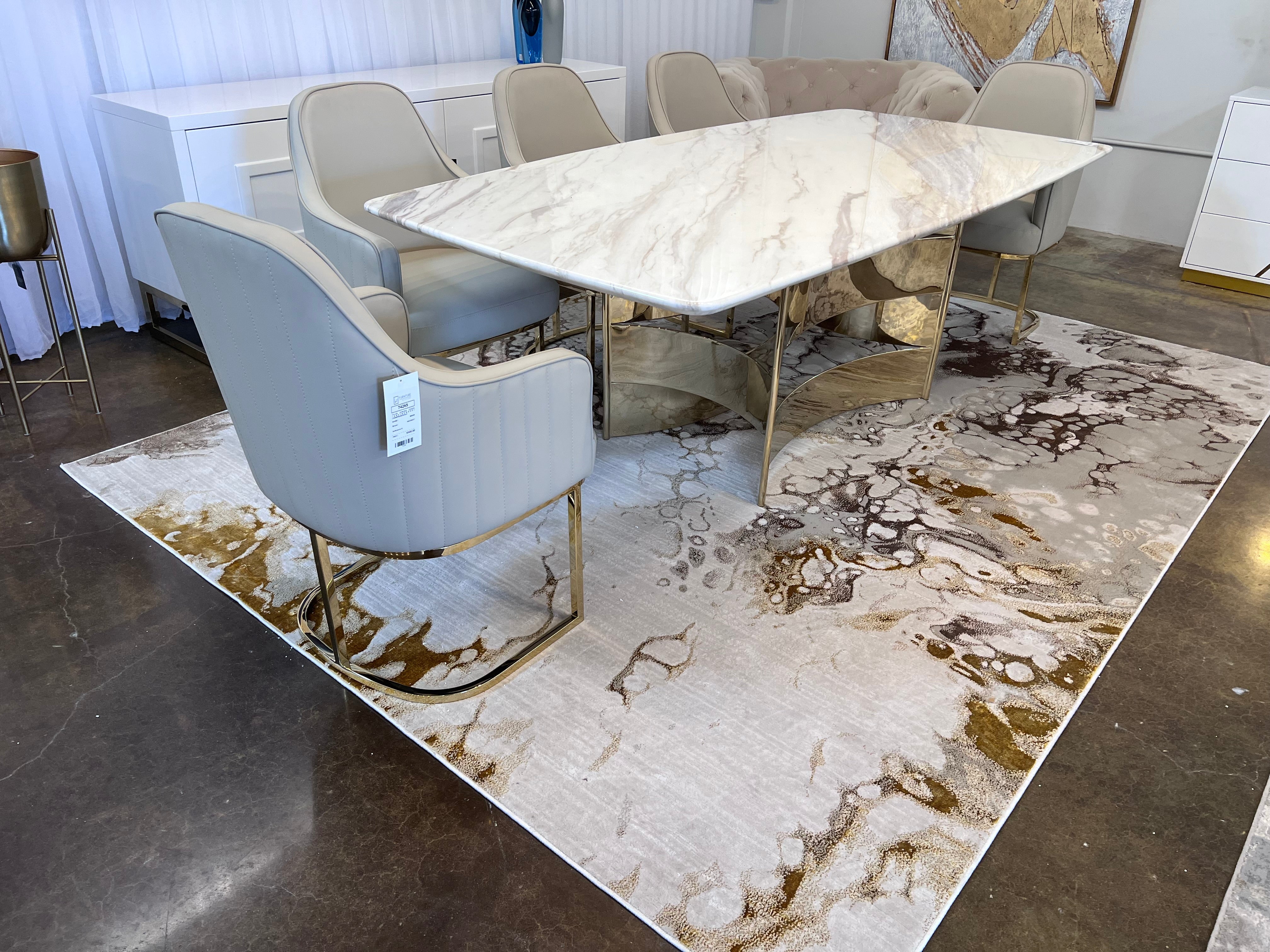 Polyester Golden Viscose Blend Abstract Design Rug/Carpet - Style# Maximus 188 - Color-Changing Flat Weave Rug