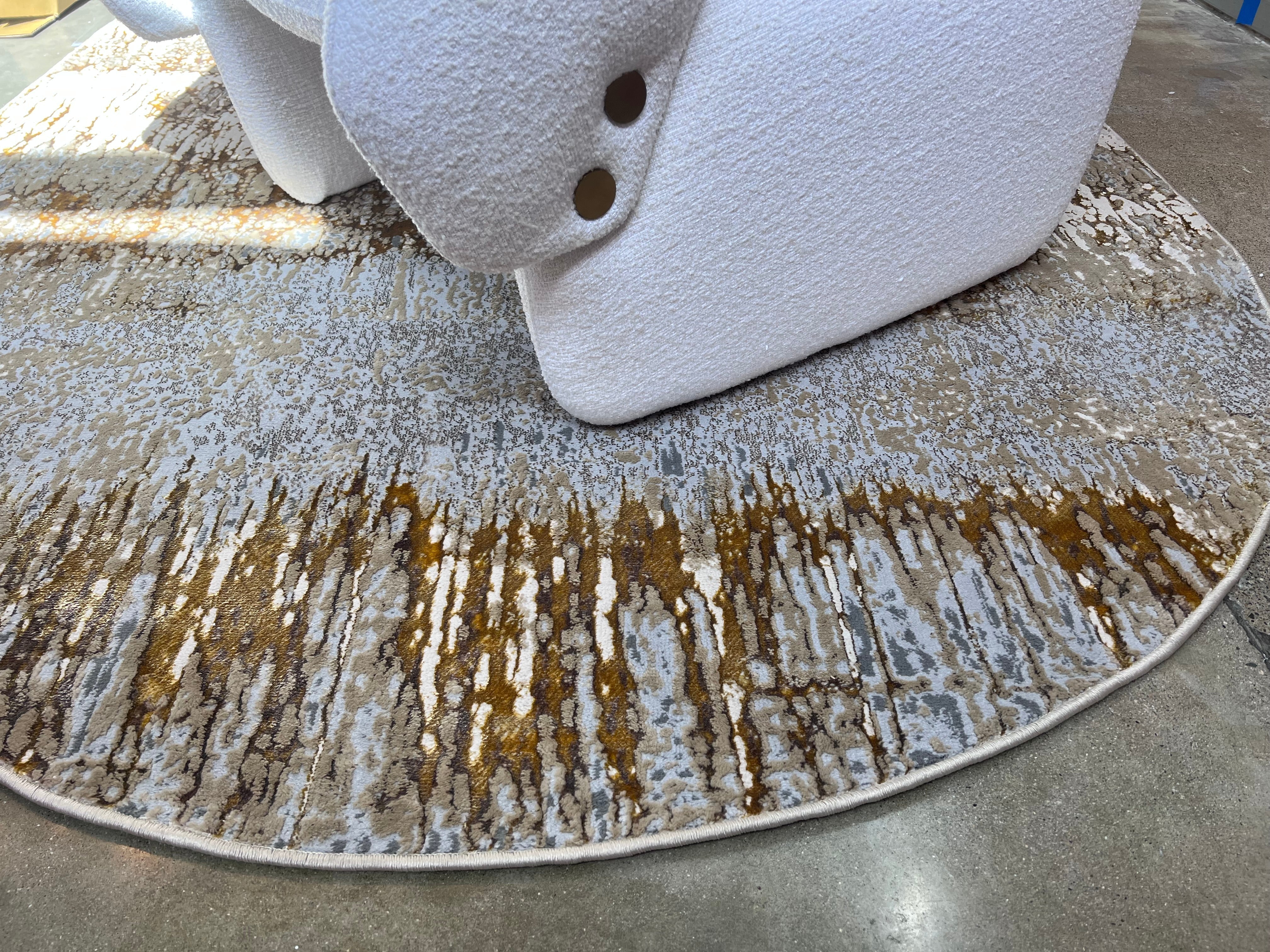 Polyester Gold Viscose Blend Oval Shape Rug/Carpet - Style# Maximus 02427C00 - Color-Changing Flat Weave Rug