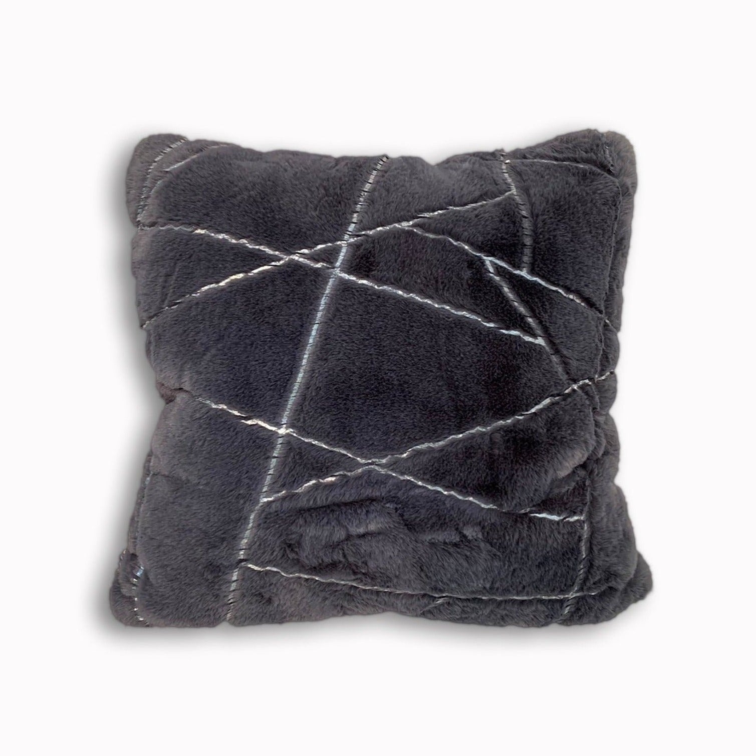 Golden Faux Fur Glow Fluffy Pillow with Shimmery Foil Illuminating Effect
