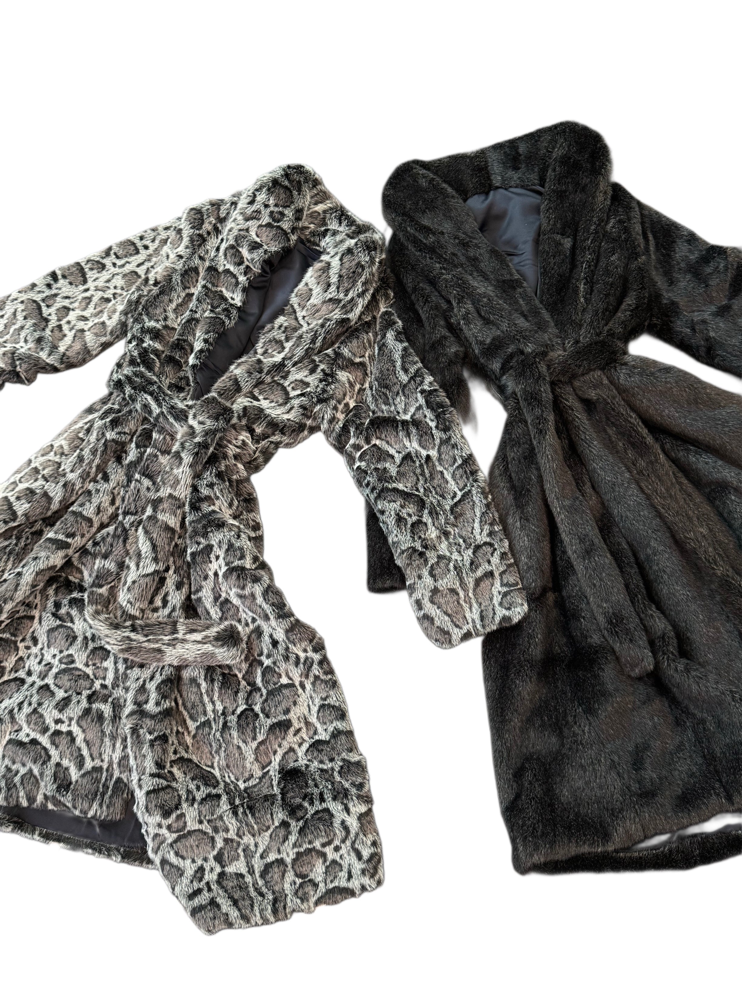 Elegant Luxurious Soft Faux Mink Robe – Indoor/Outdoor Wear, Unisex - MINKO 11 Black