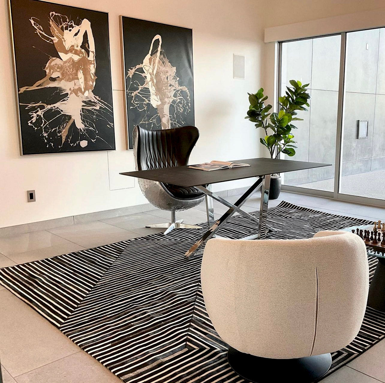 Geometric Earth-Tone Cowhide Rug – Black Base with Brown, Ivory & Grey Patchwork - Patchwork PCH212 Black