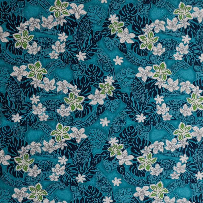 Traditional Polynesian Tattoo Plumeria Tiare Design Peachskin Fabric | Islands Fabric