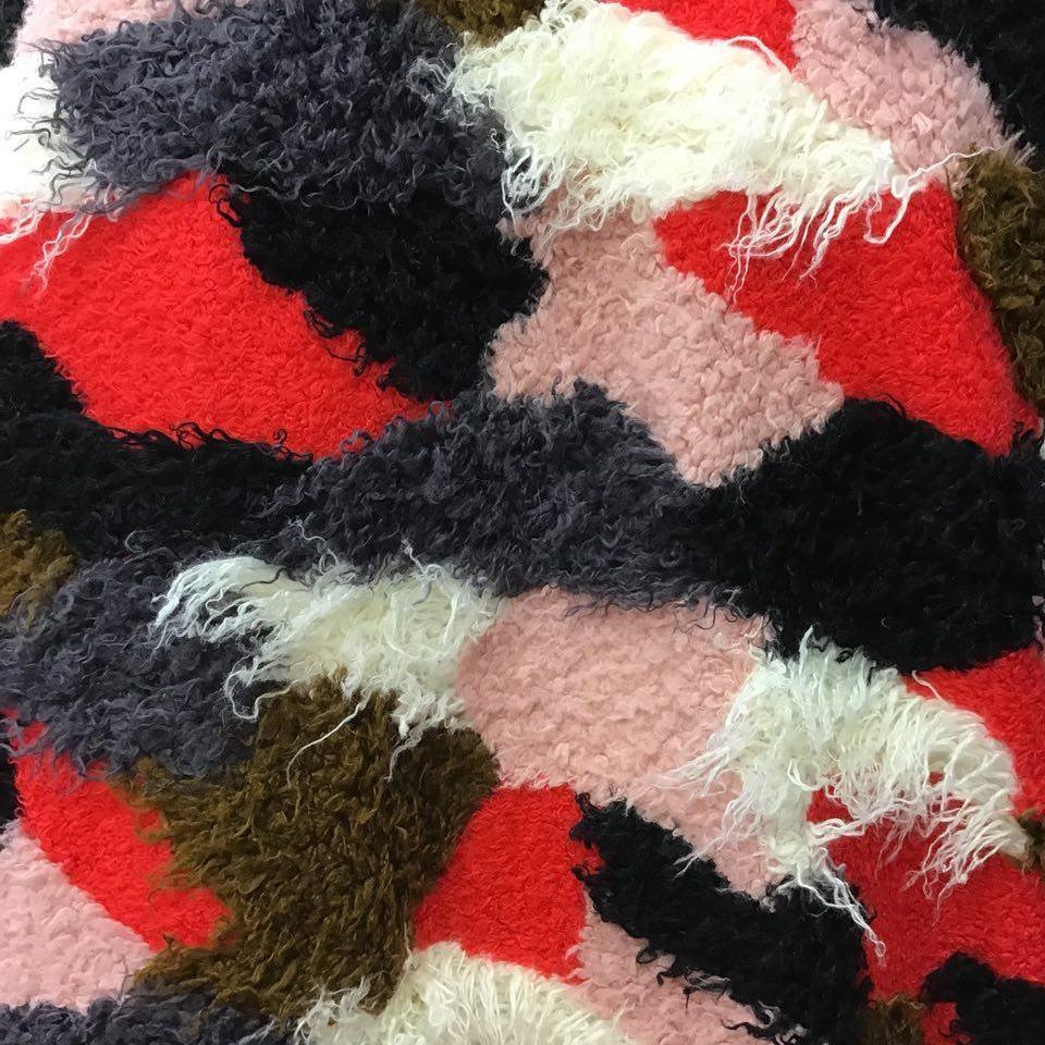 Curly Multicolor Patchwork Long Pile Faux Fur Fabric